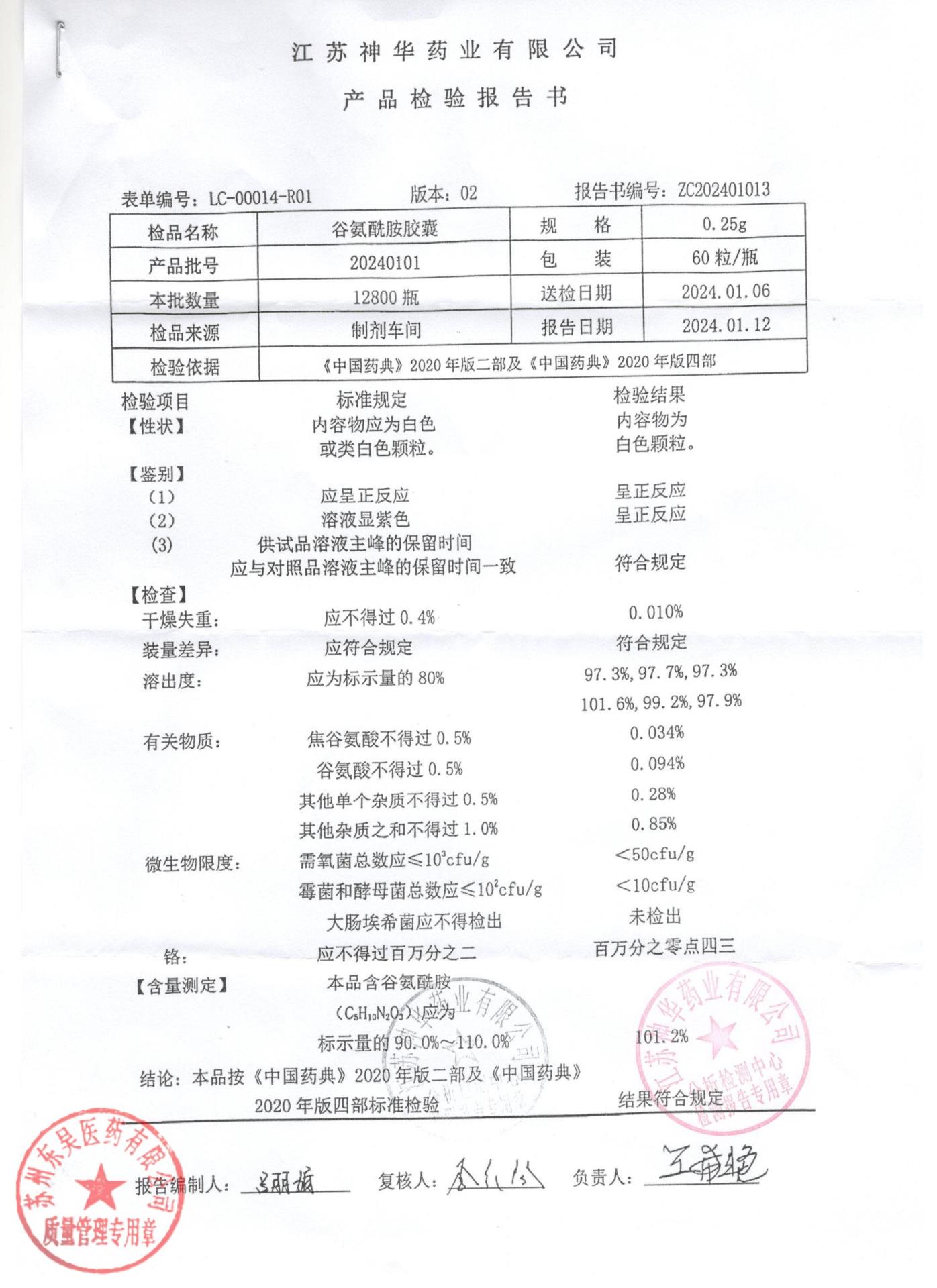 20240101谷酰胺胶囊