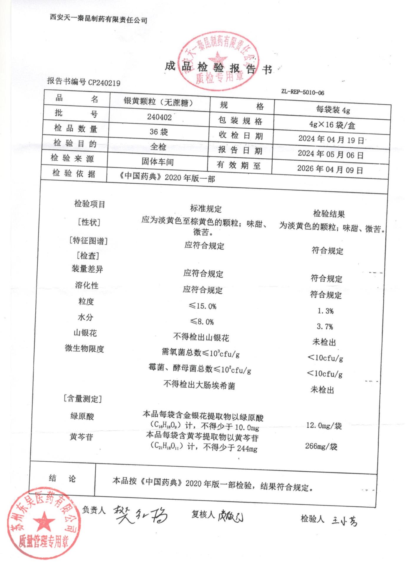 240402银黄颗粒（无蔗糖）