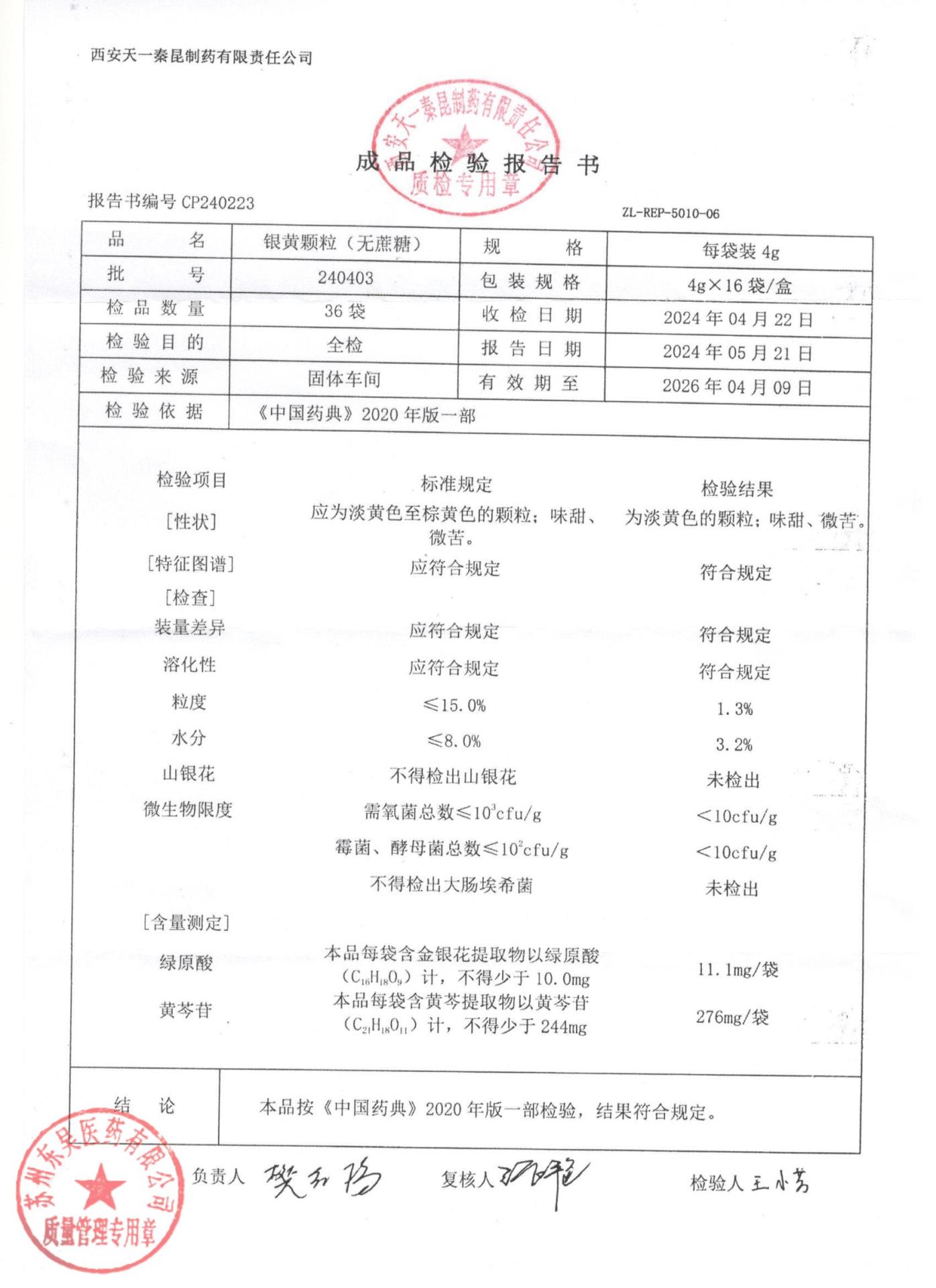 240403银黄颗粒（无蔗糖）