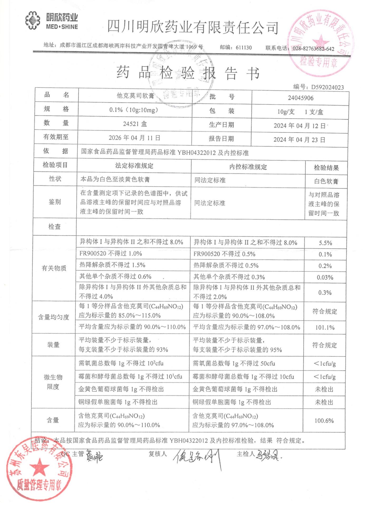 24045906他克莫司软膏