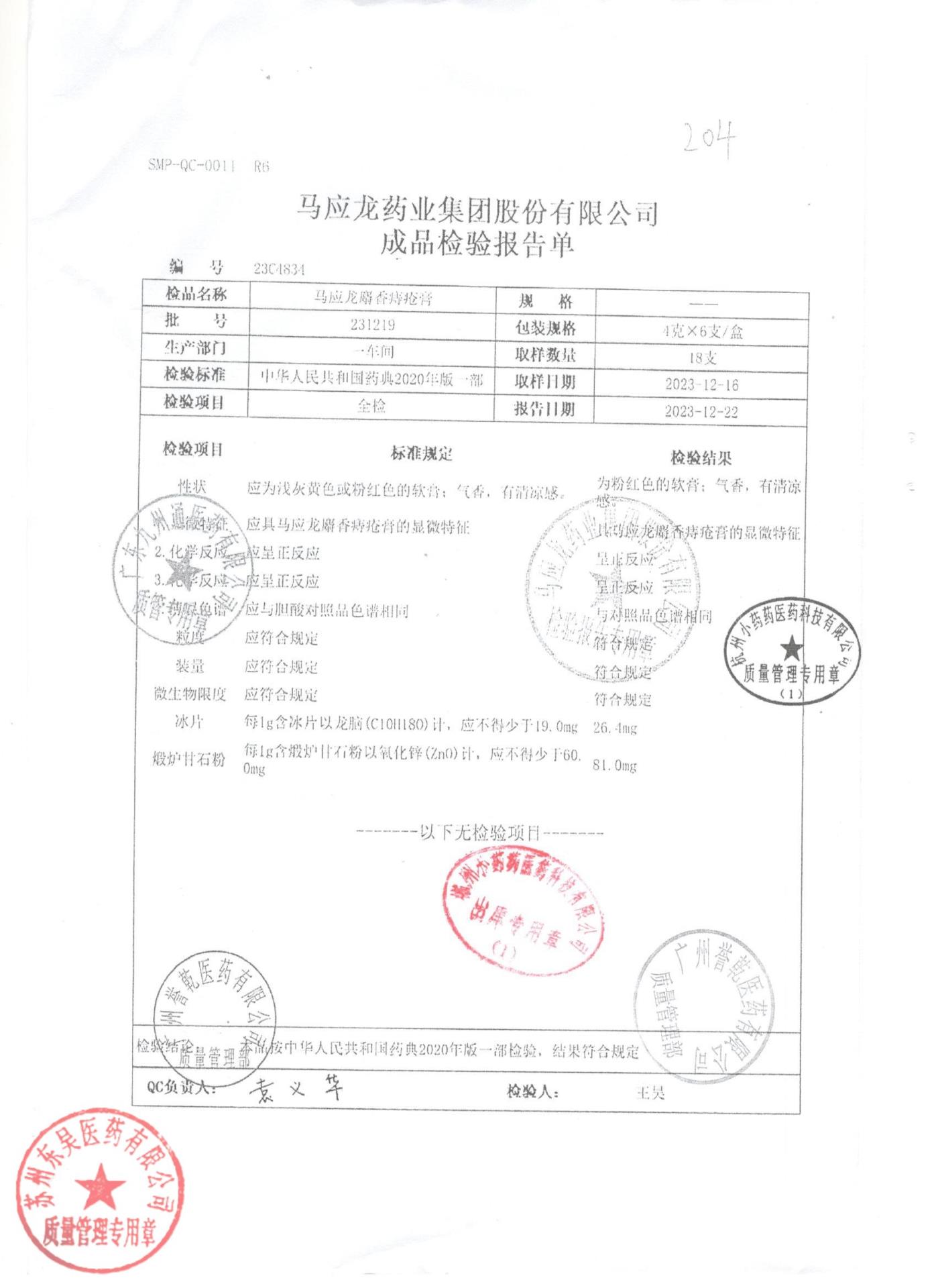 231219马应龙麝香痔疮膏