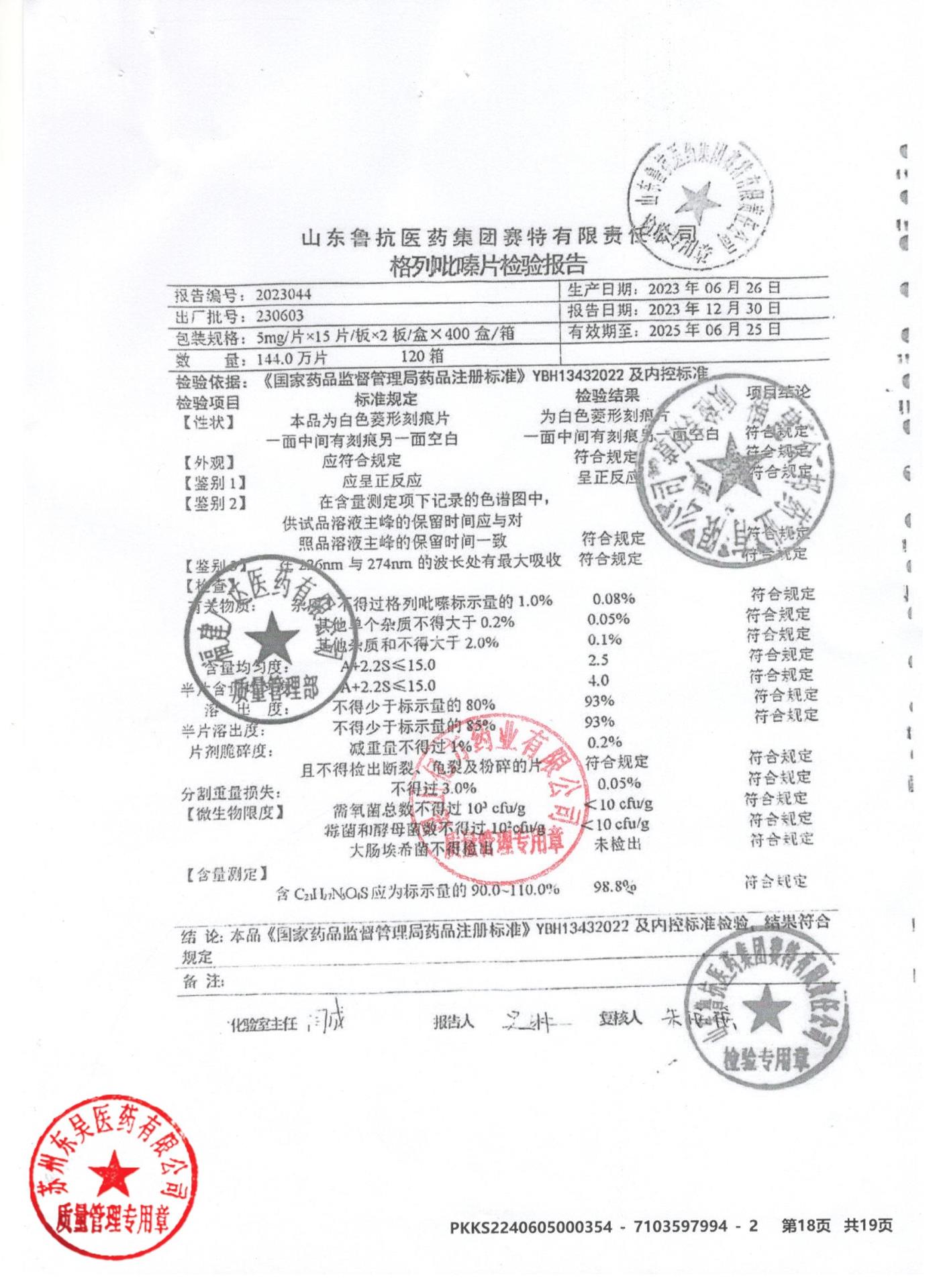 230603格列吡嗪片