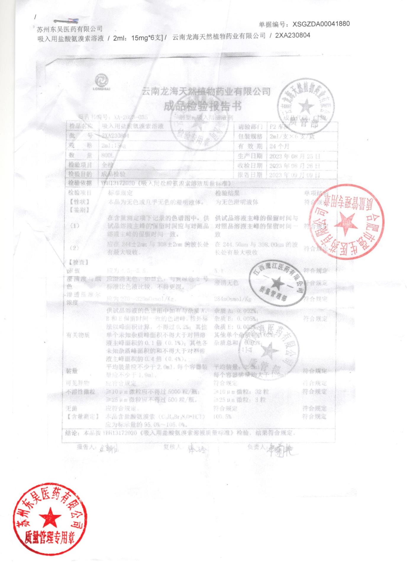 2XA230804吸入用盐酸氨溴索溶液