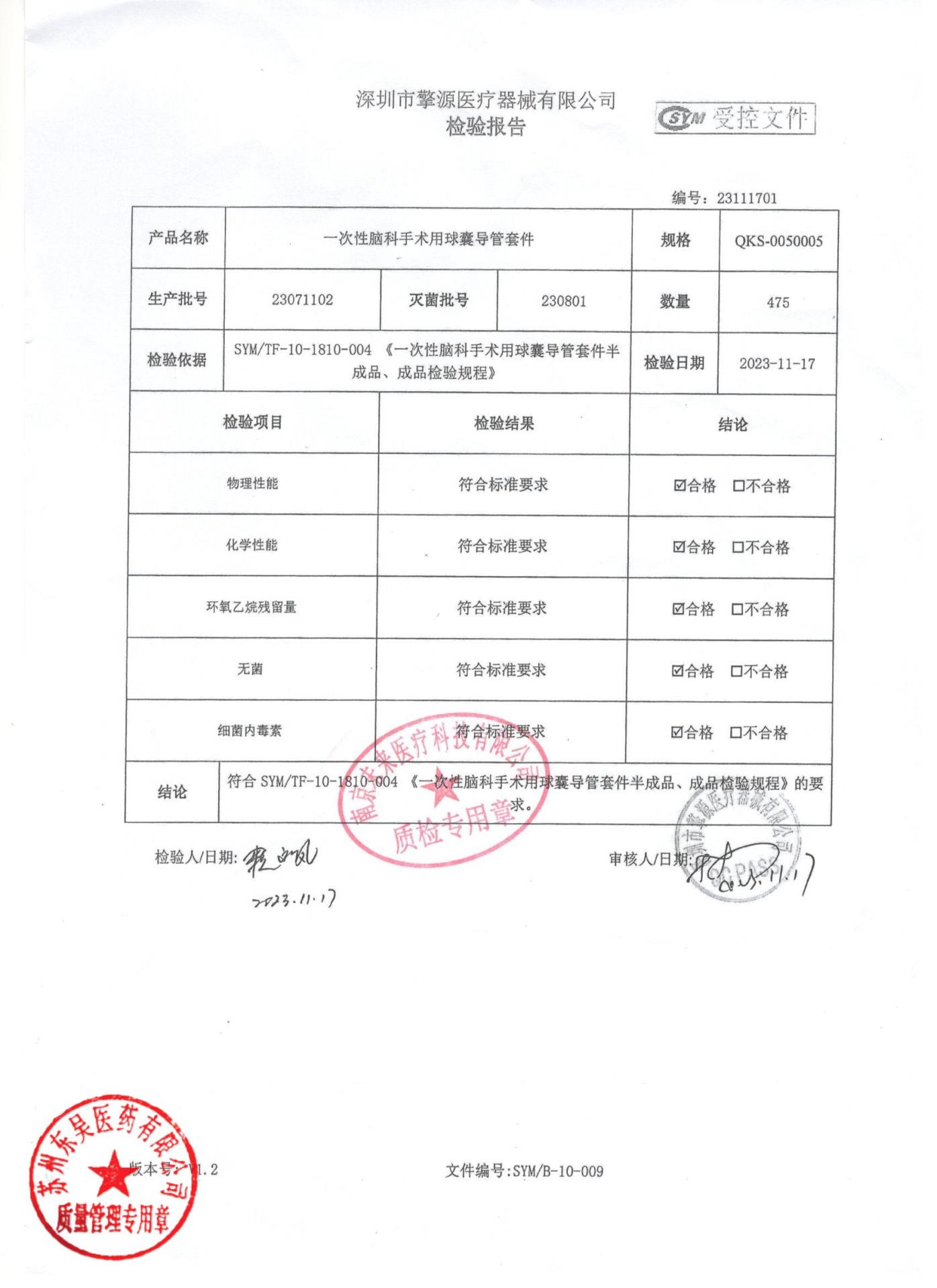 23071102一次性脑科手术用球囊导管套件