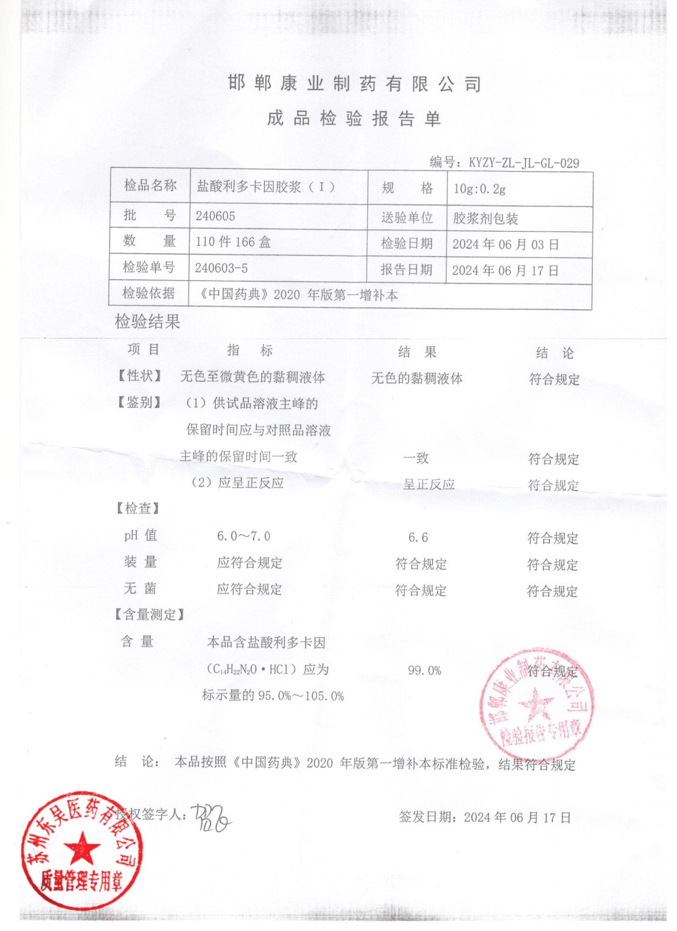 240605盐酸利多卡因胶浆