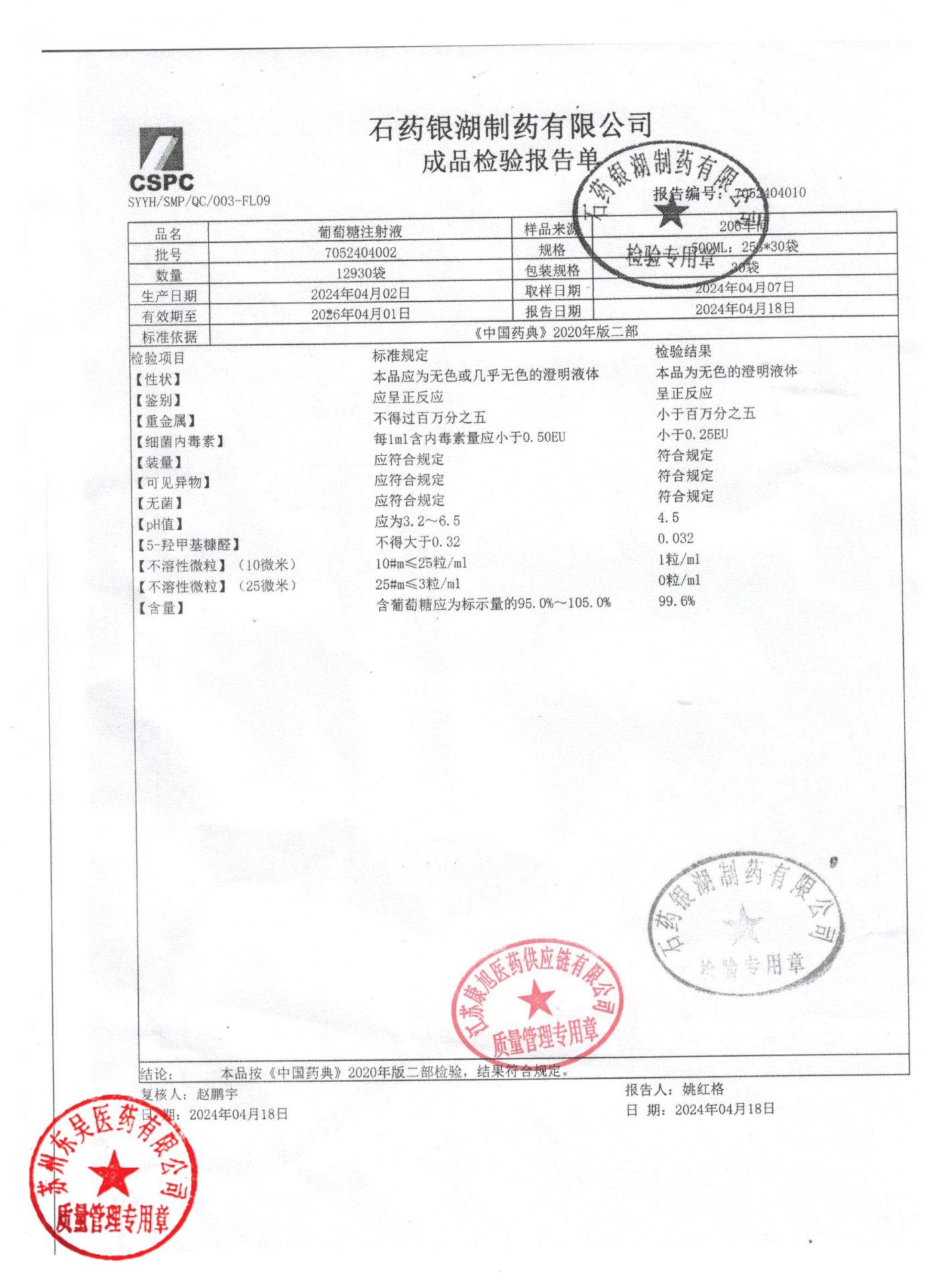 7052404002葡萄糖注射液
