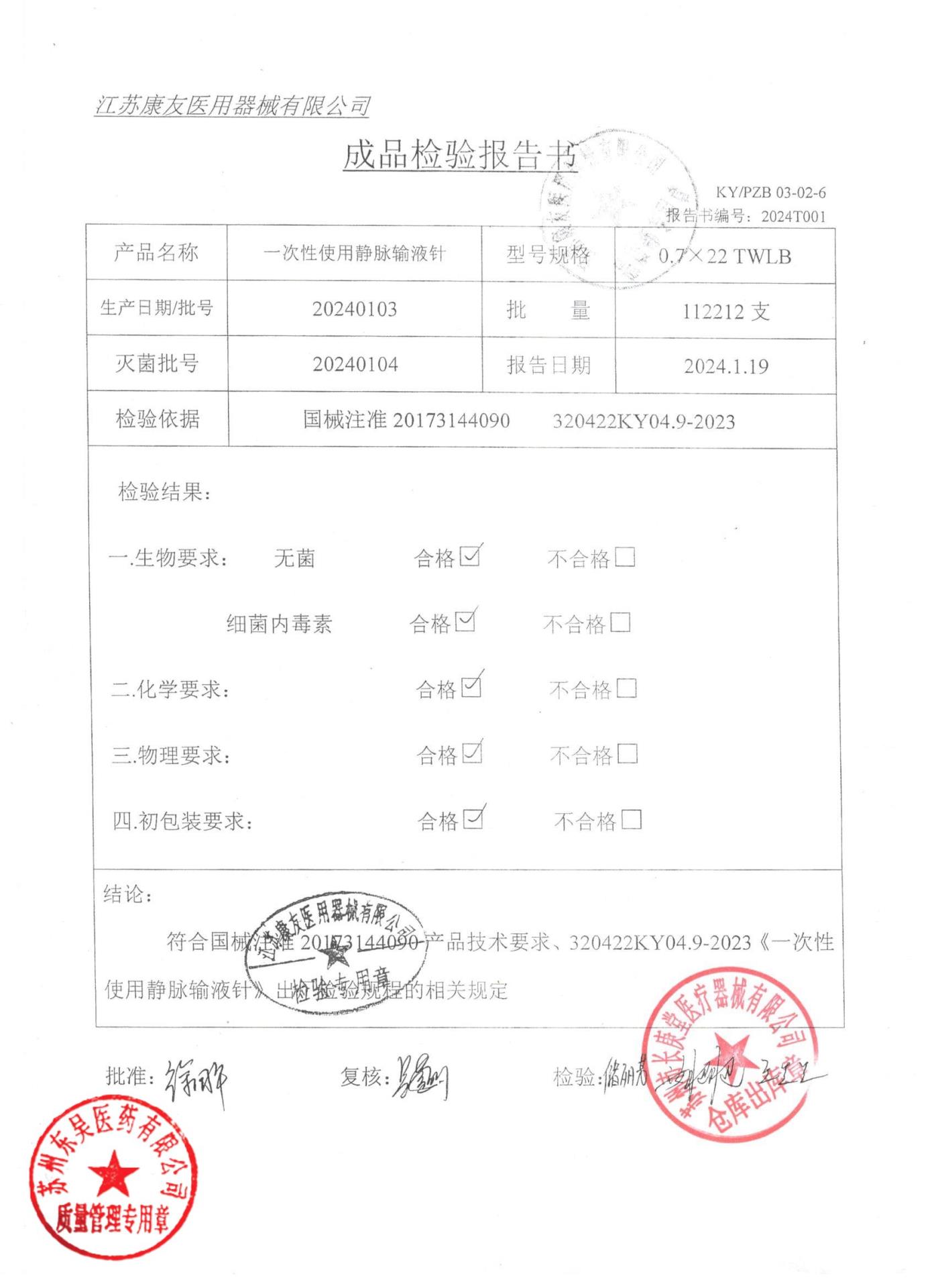 20240103一次性使用静脉输液针