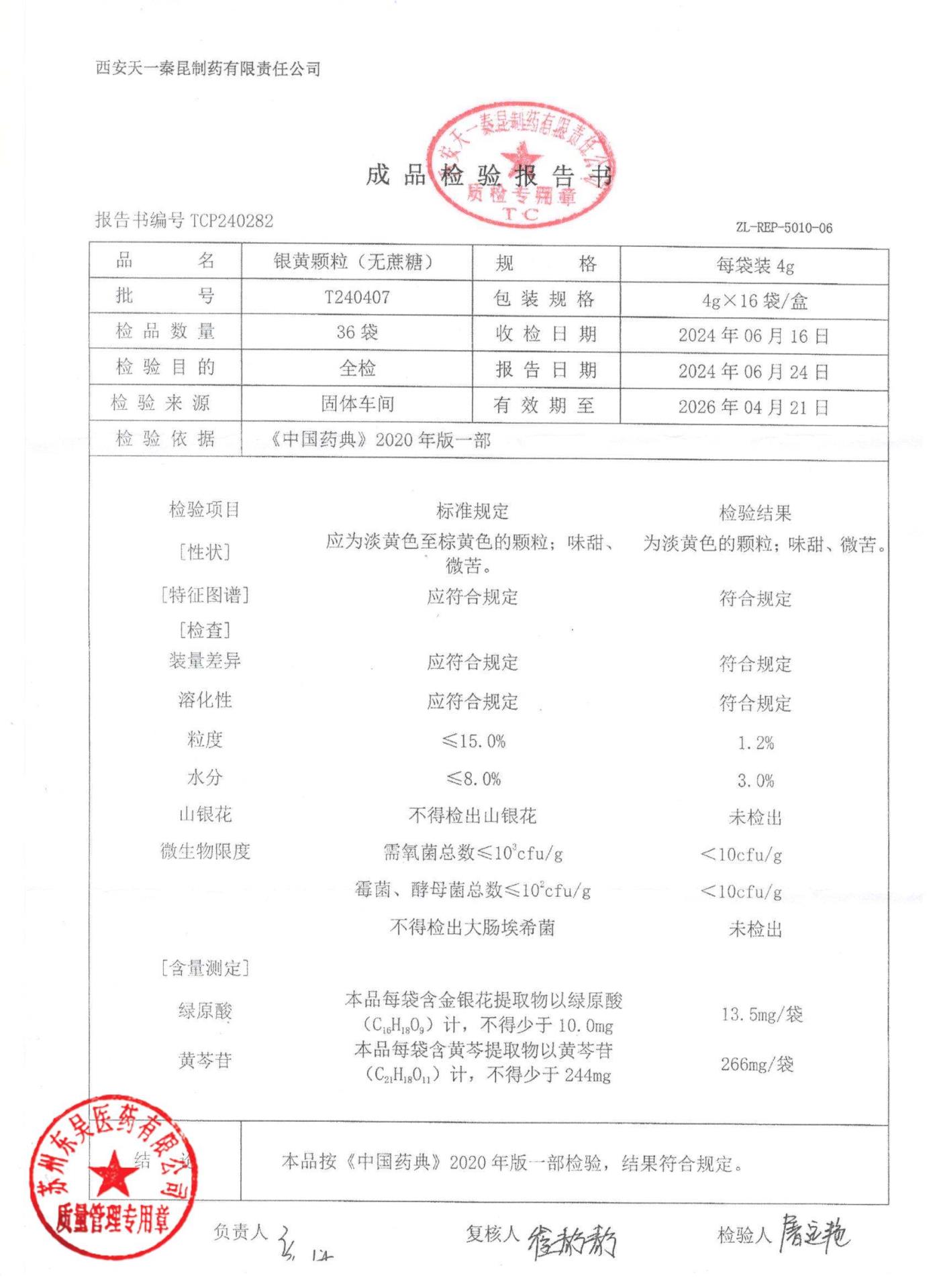 T240407银黄颗粒（无蔗糖）