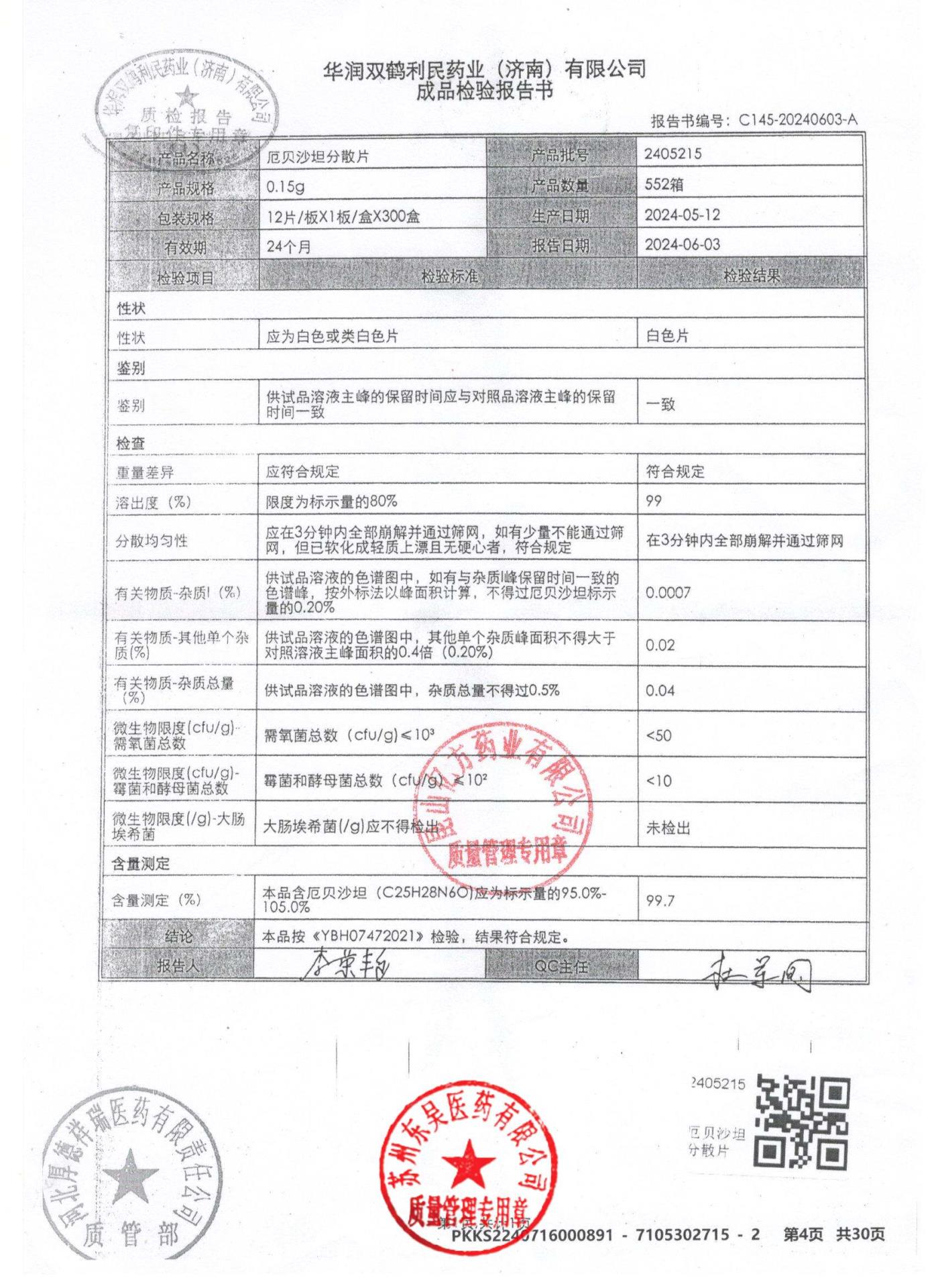 2405215厄贝沙坦分散片