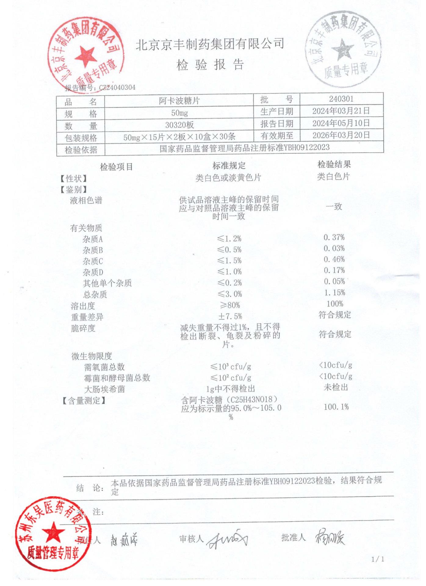 240301阿卡波糖片