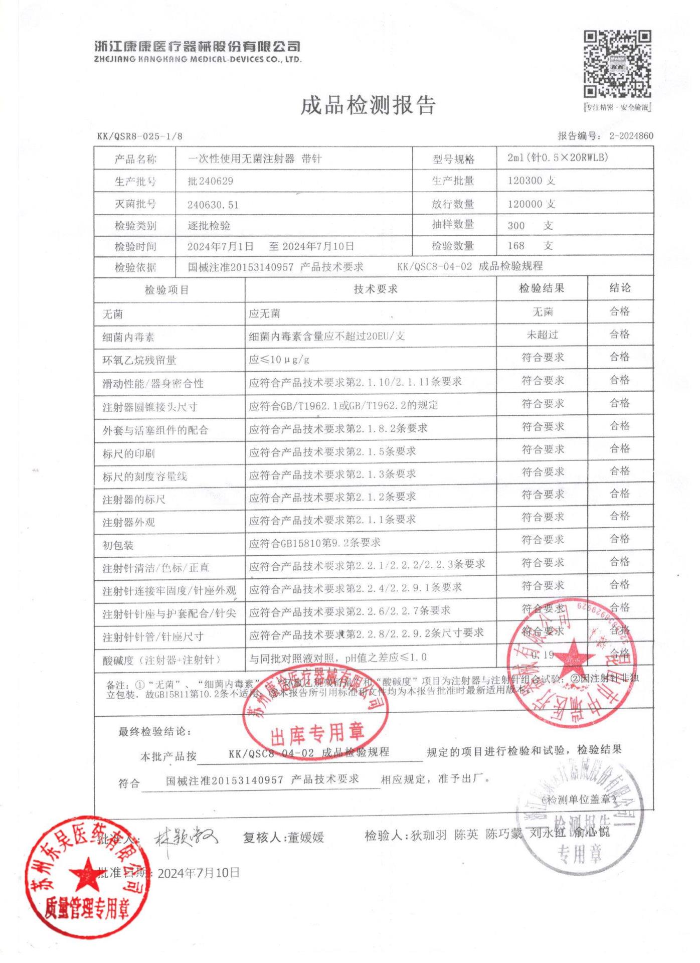 240629一次性无菌注射器带针