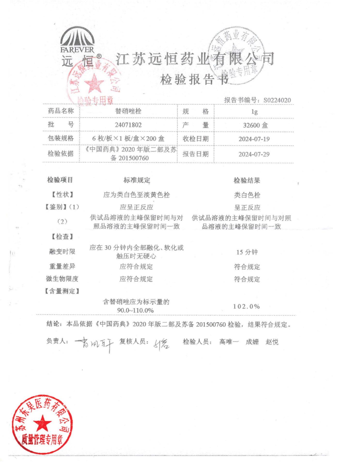 24071802替硝唑栓