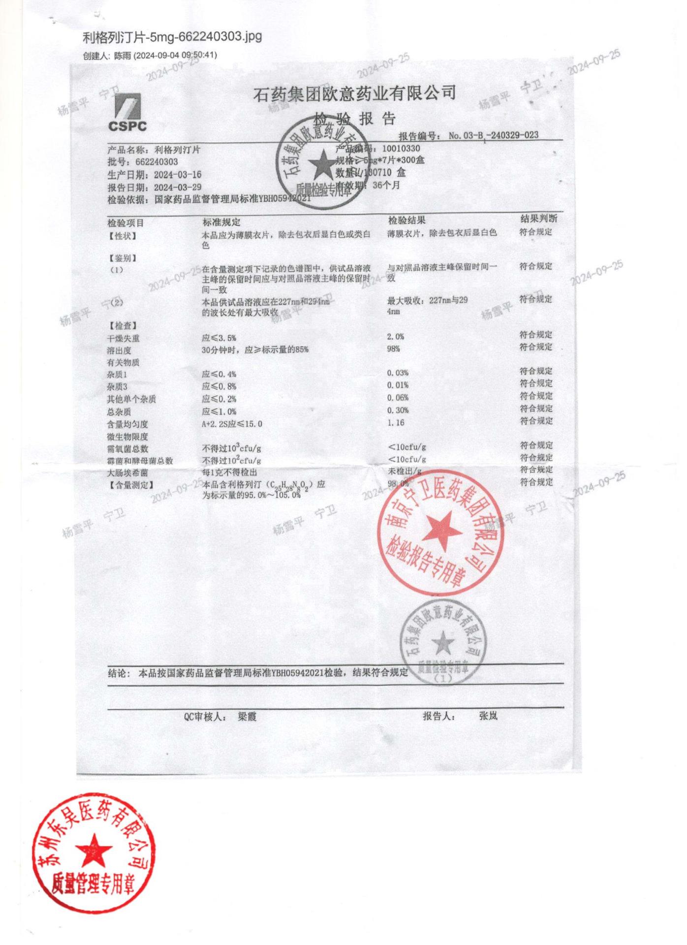 662240303利格列汀片