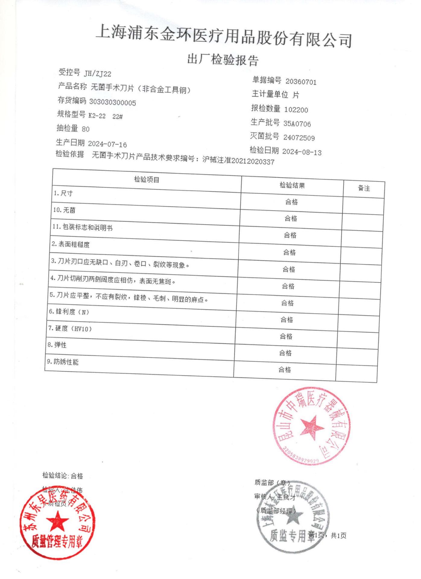 35A0706无菌手术刀片