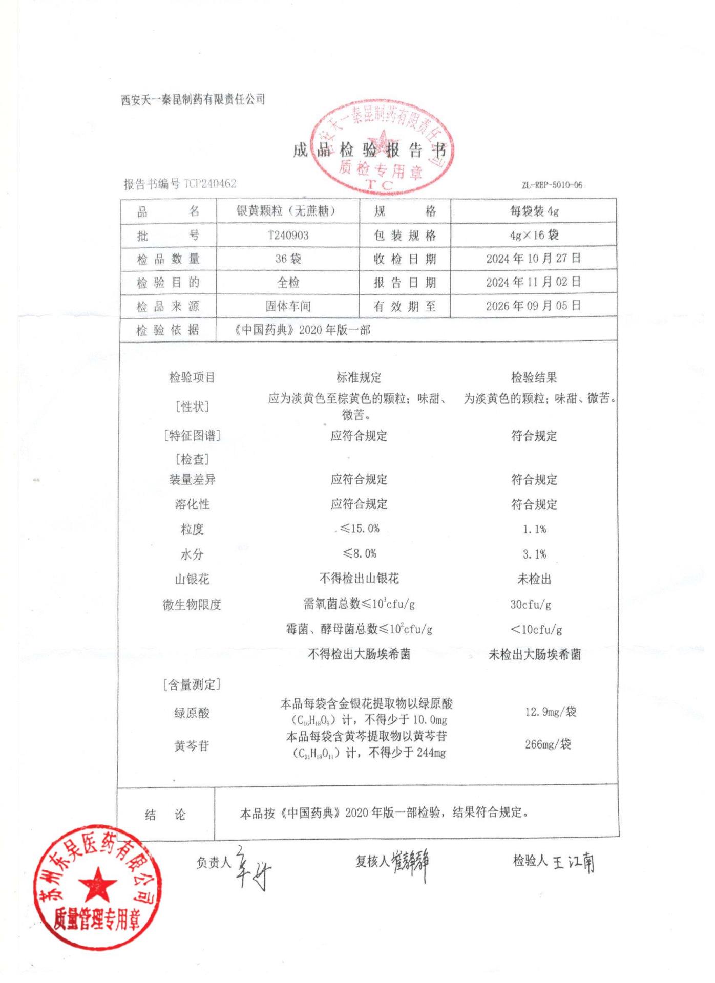 T240903银黄颗粒（无蔗糖）