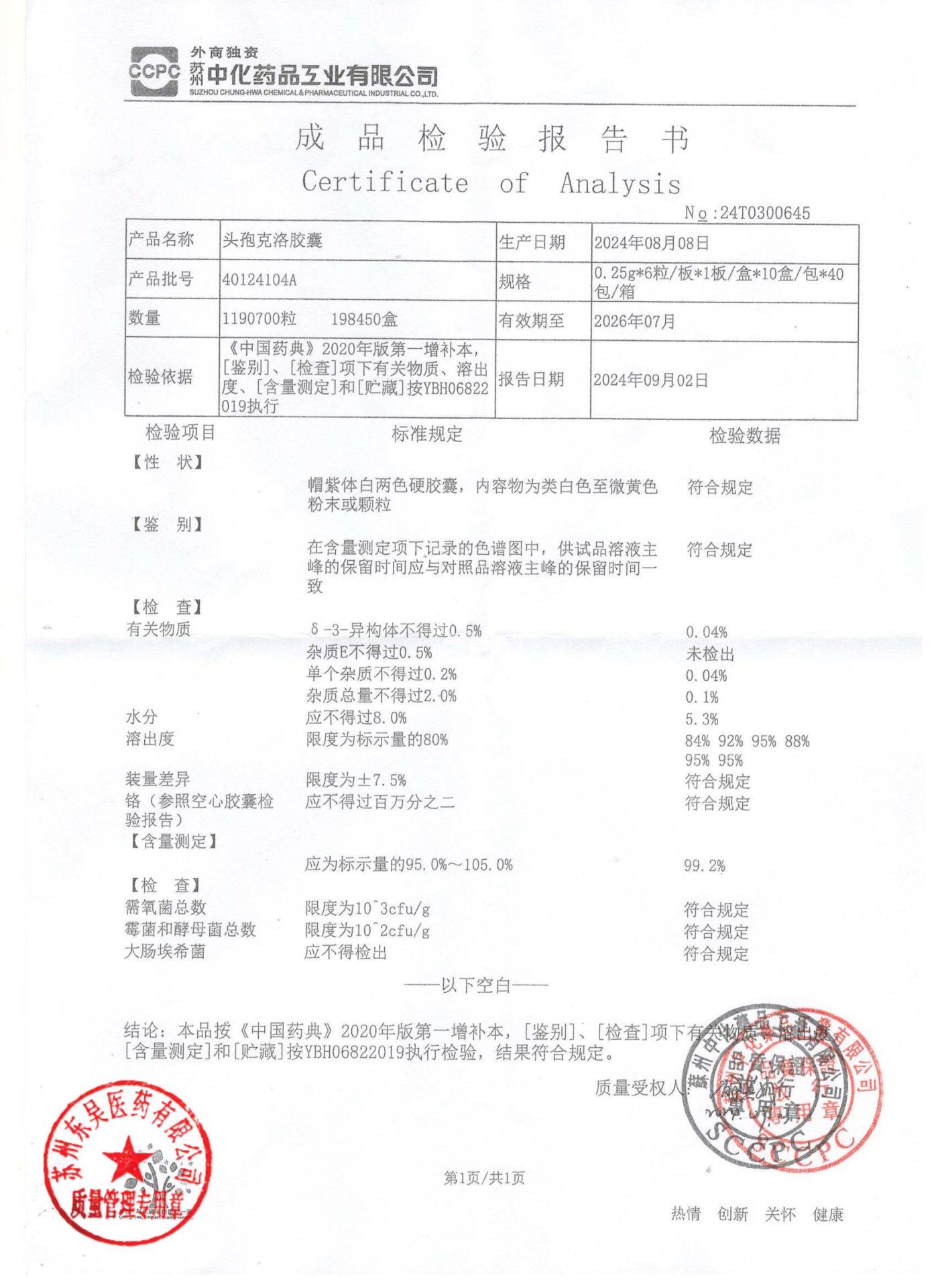 40124104A头孢克洛胶囊