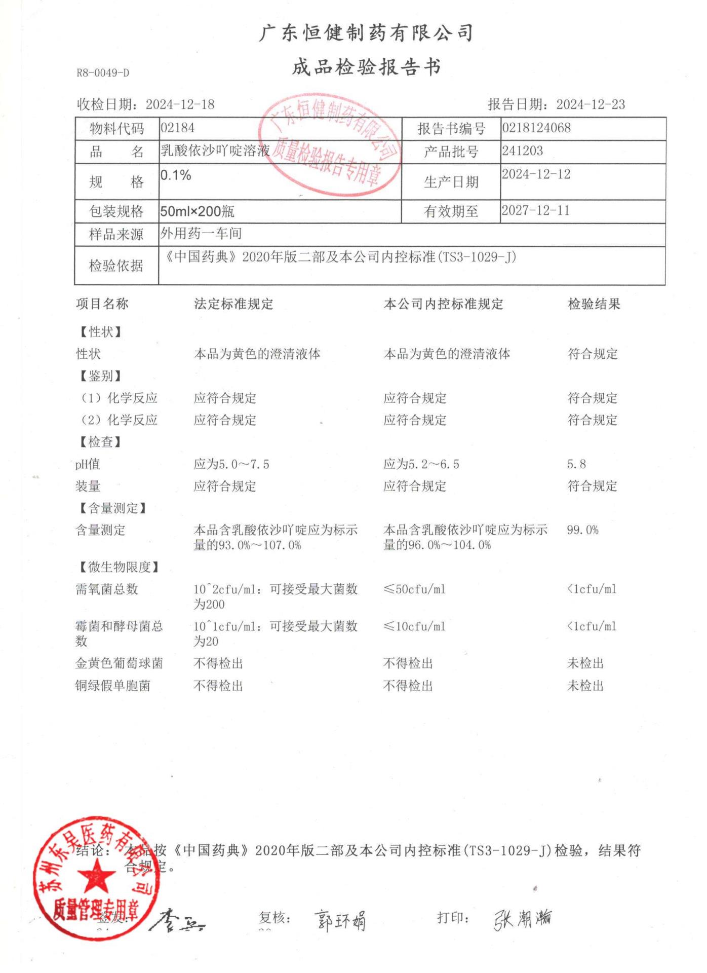 241203乳酸依沙吖啶溶液