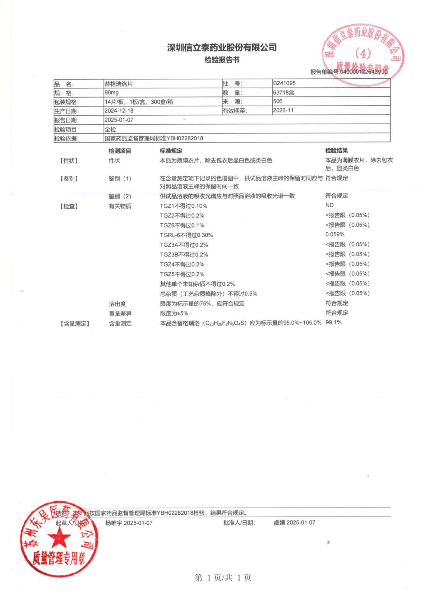 B241095替格瑞洛片