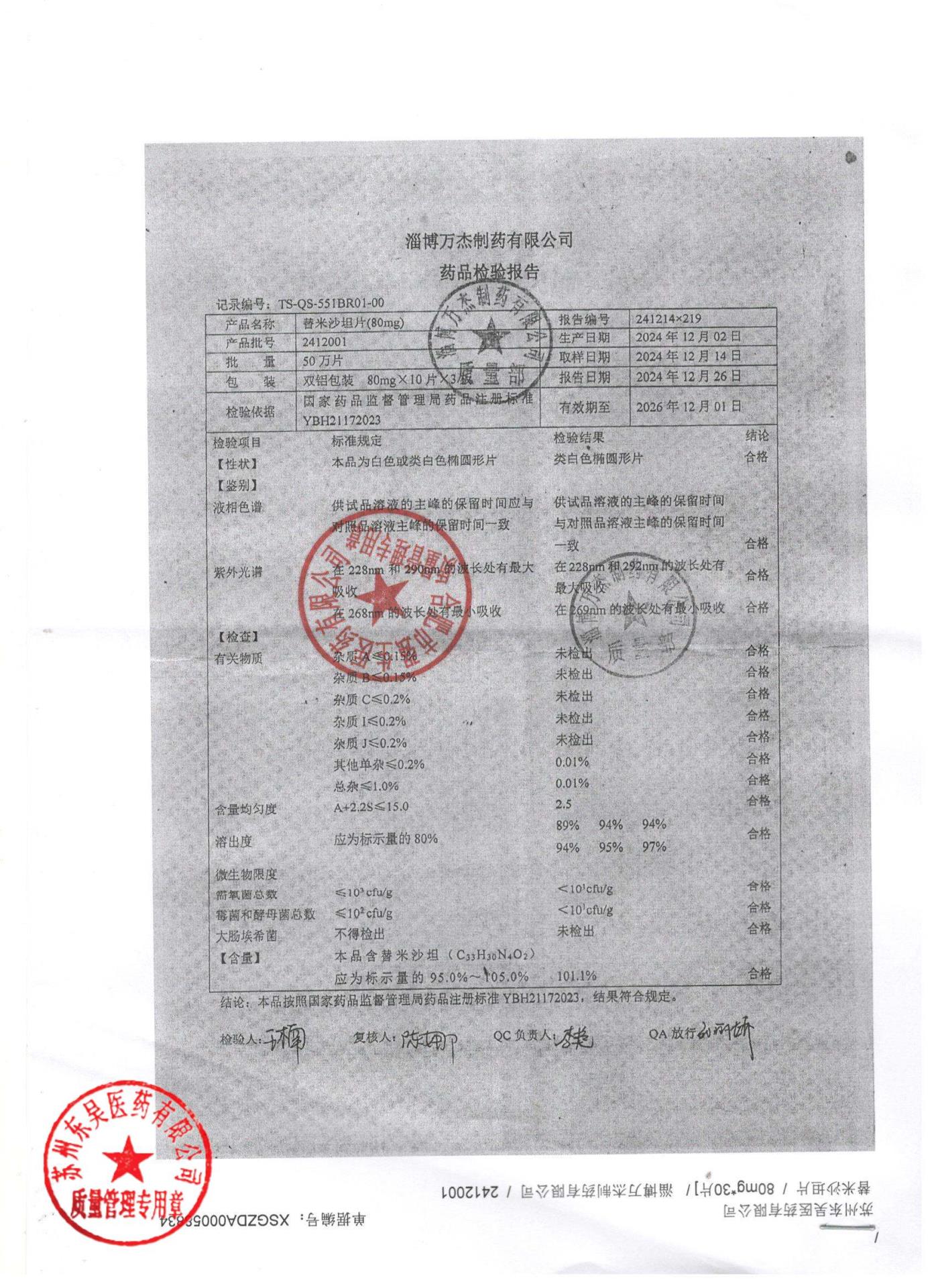 2412001替米沙坦片