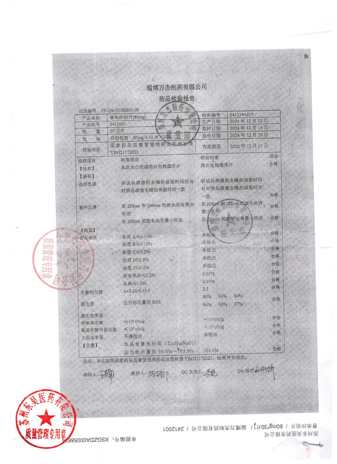 2412001替米沙坦片