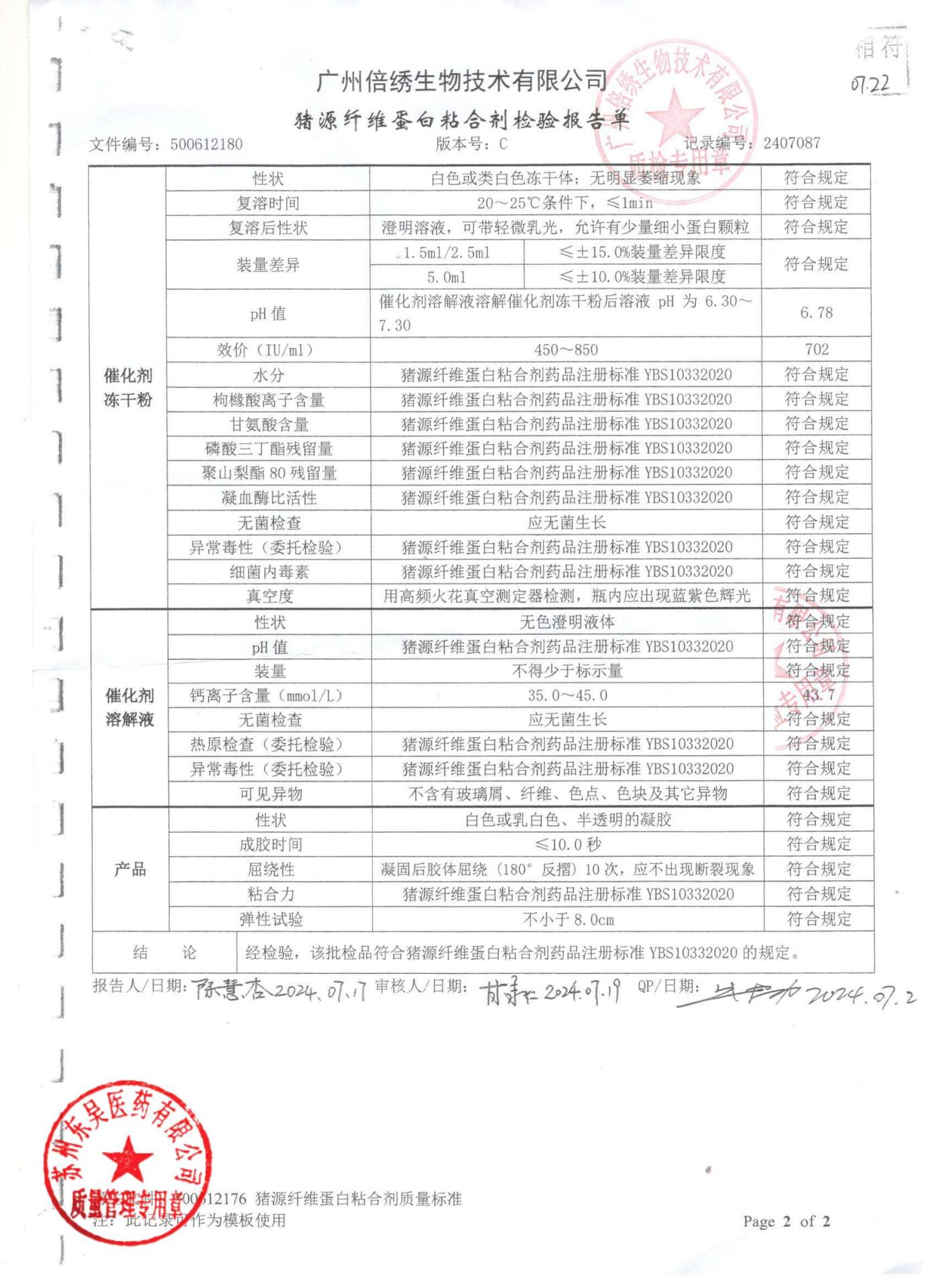 1231045A猪源纤维蛋白粘合剂2