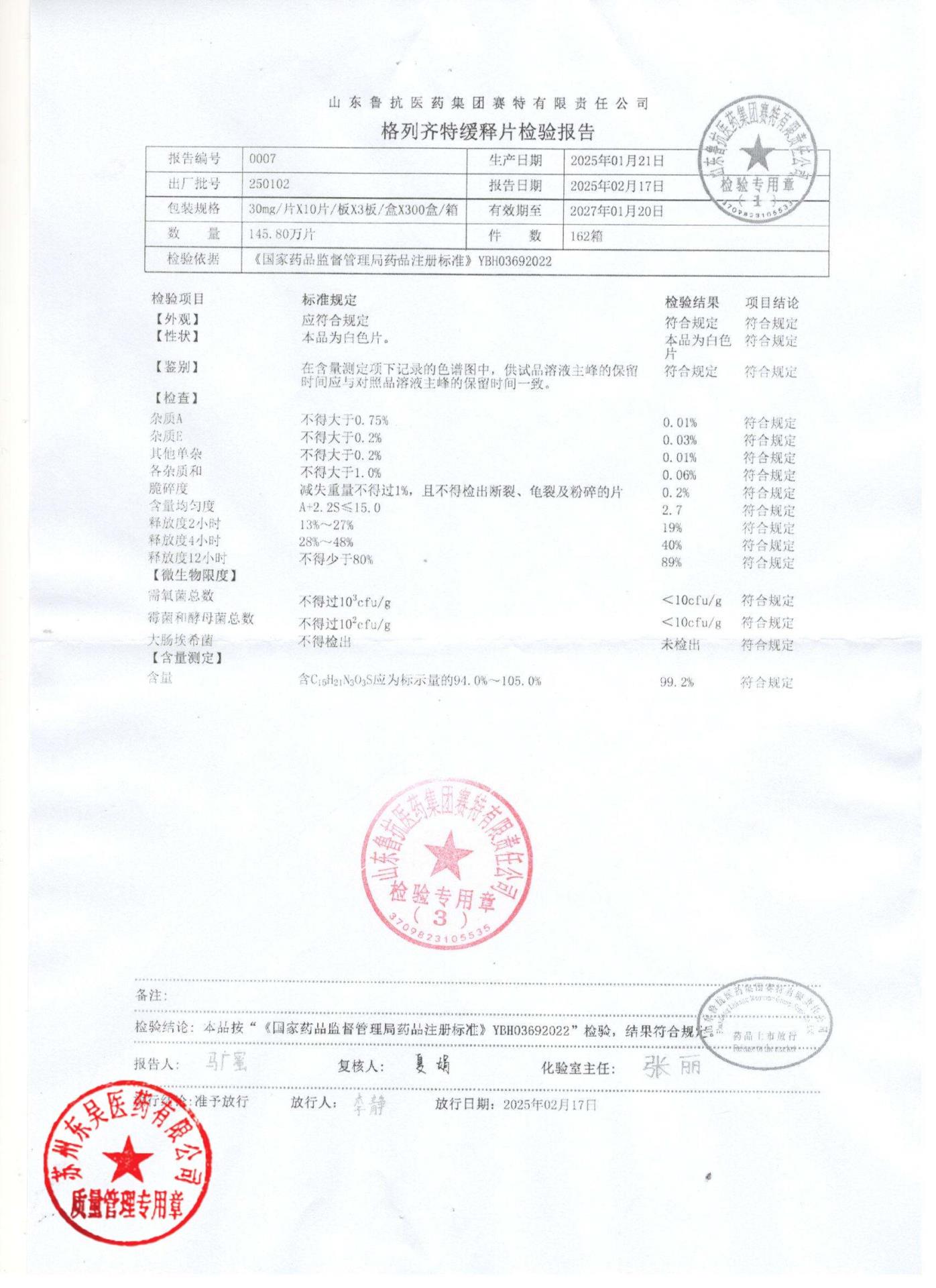 250102格列齐特缓释片