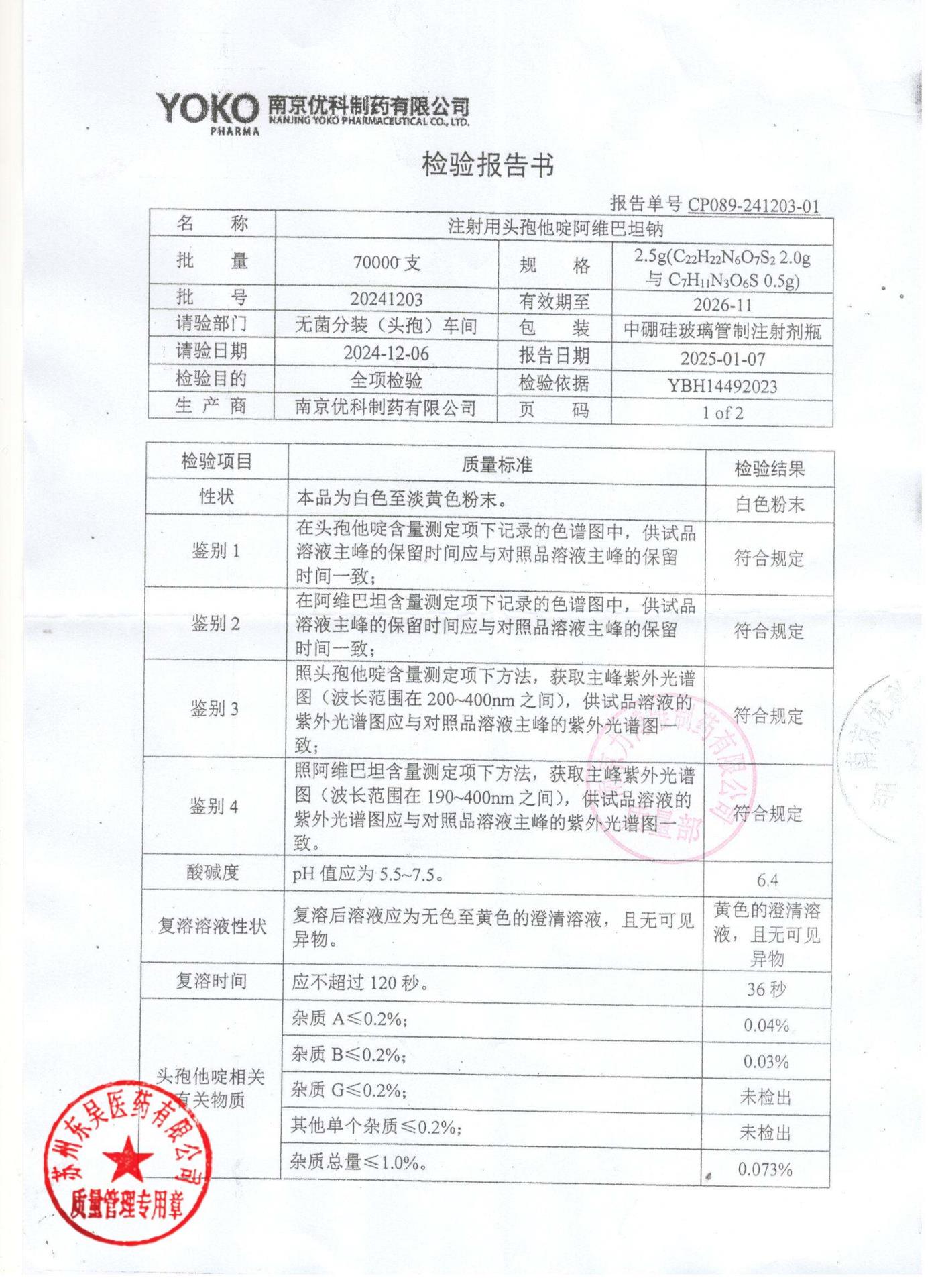20241203注射用头孢他啶阿维巴坦钠1