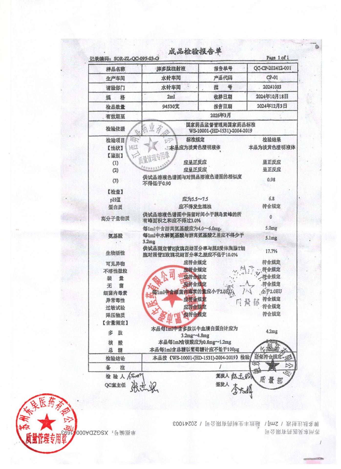 20241003脾多肽注射液