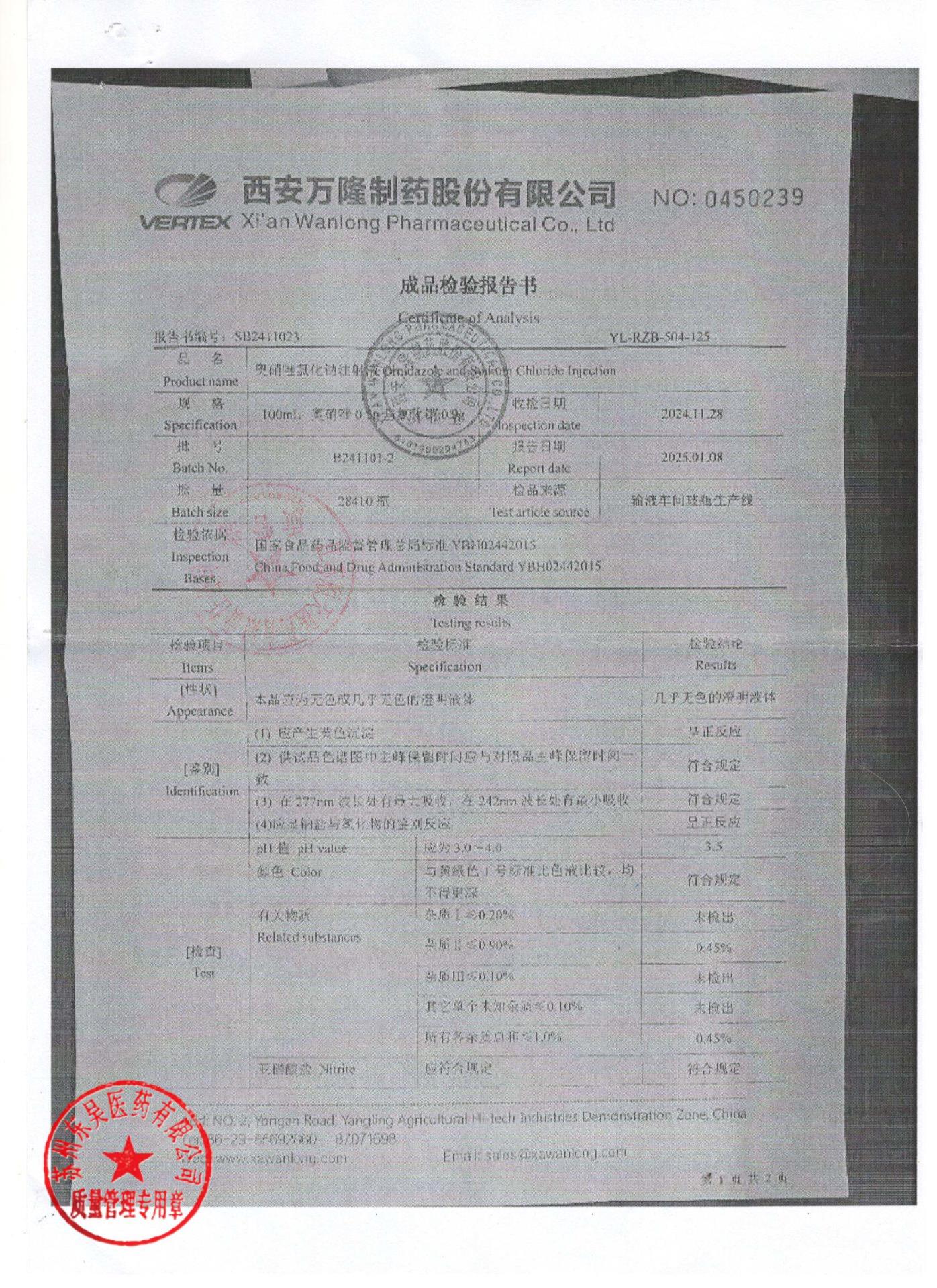 B241101-2奥硝唑氯化钠注射液1