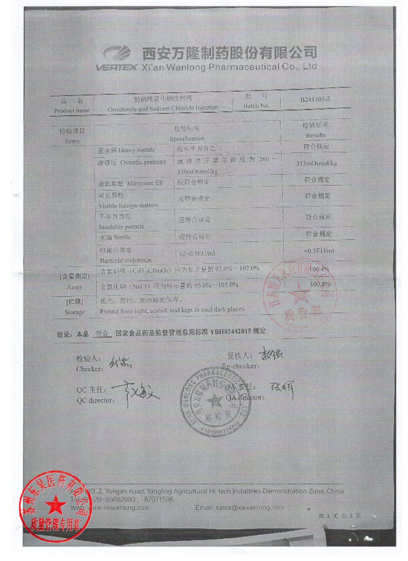 B241101-2奥硝唑氯化钠注射液2