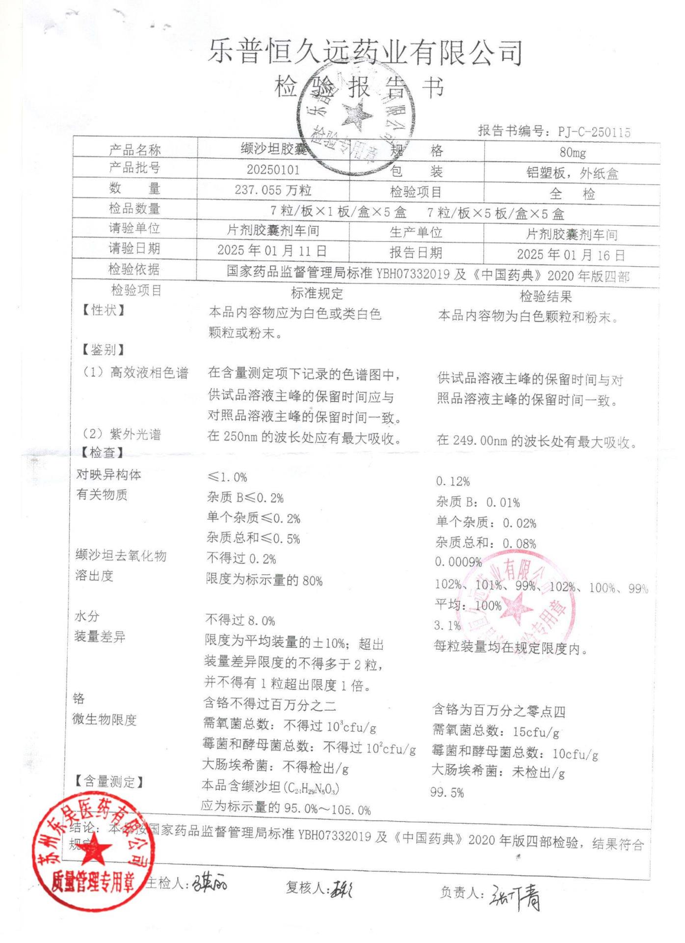 20250101缬沙坦胶囊