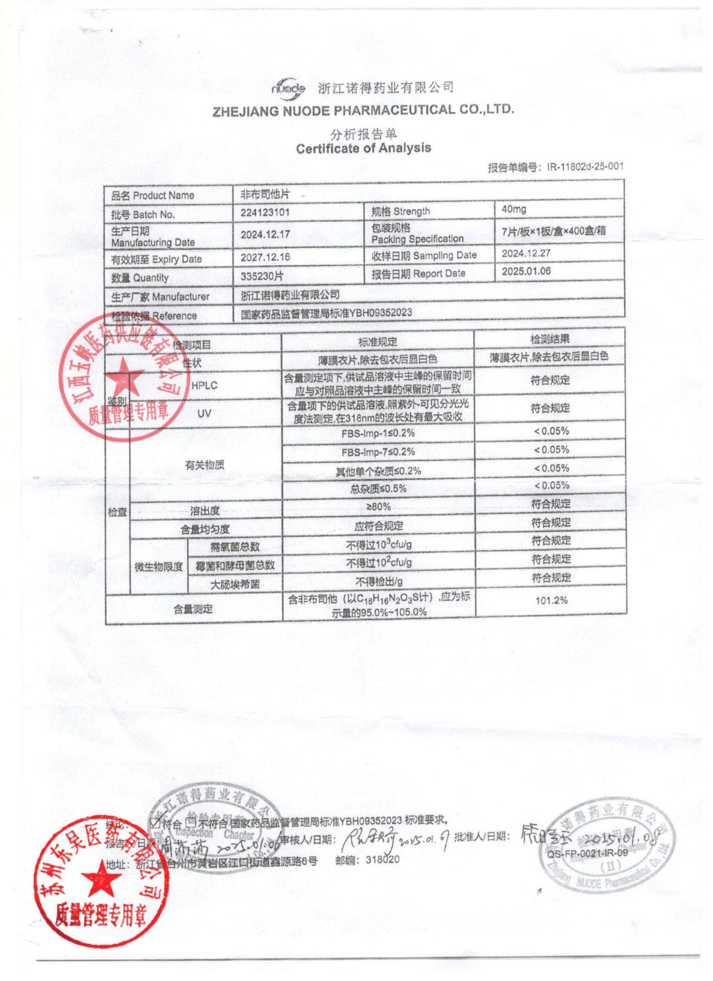 224123101非布司他片