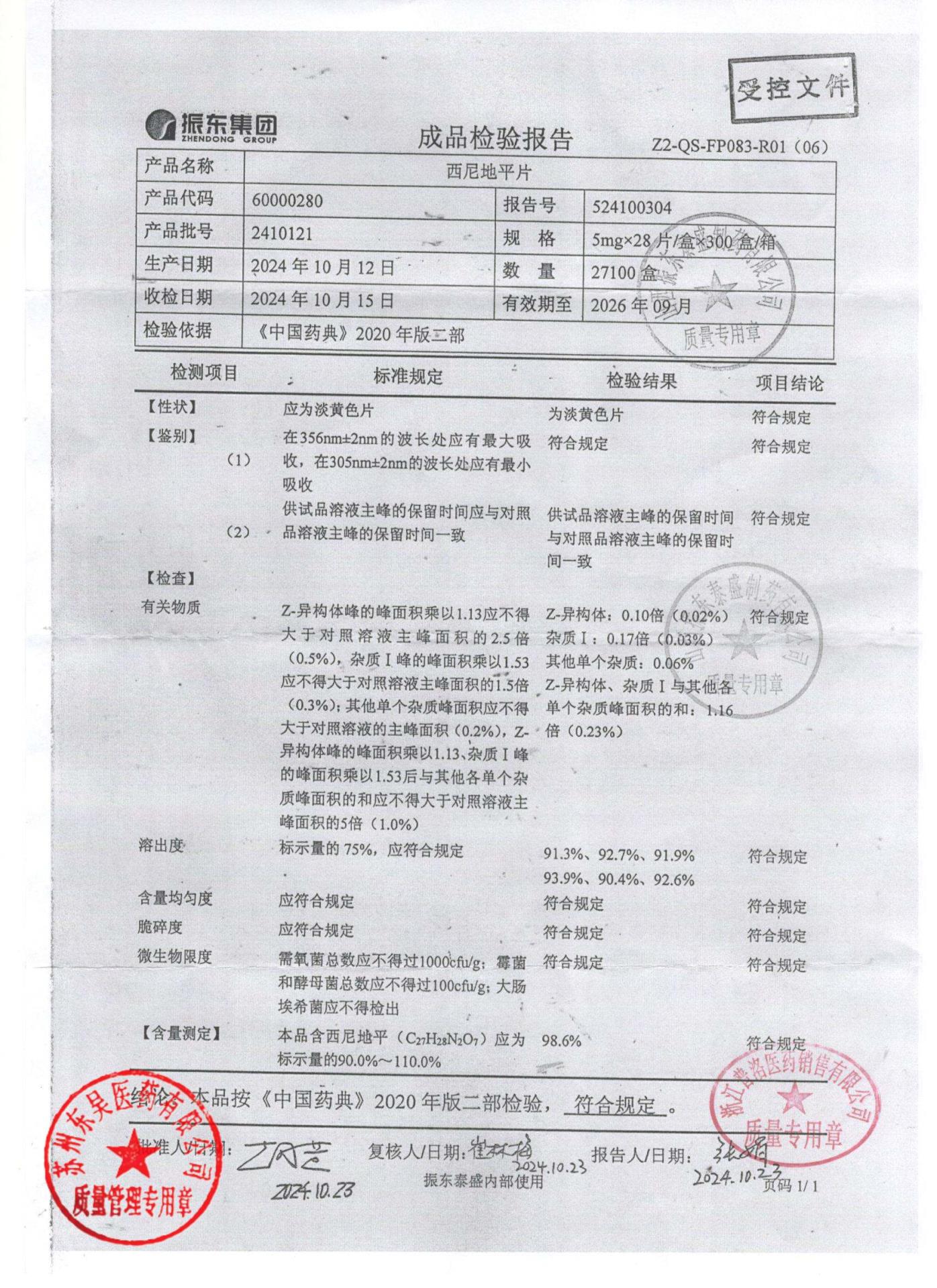 2410121西尼地平片