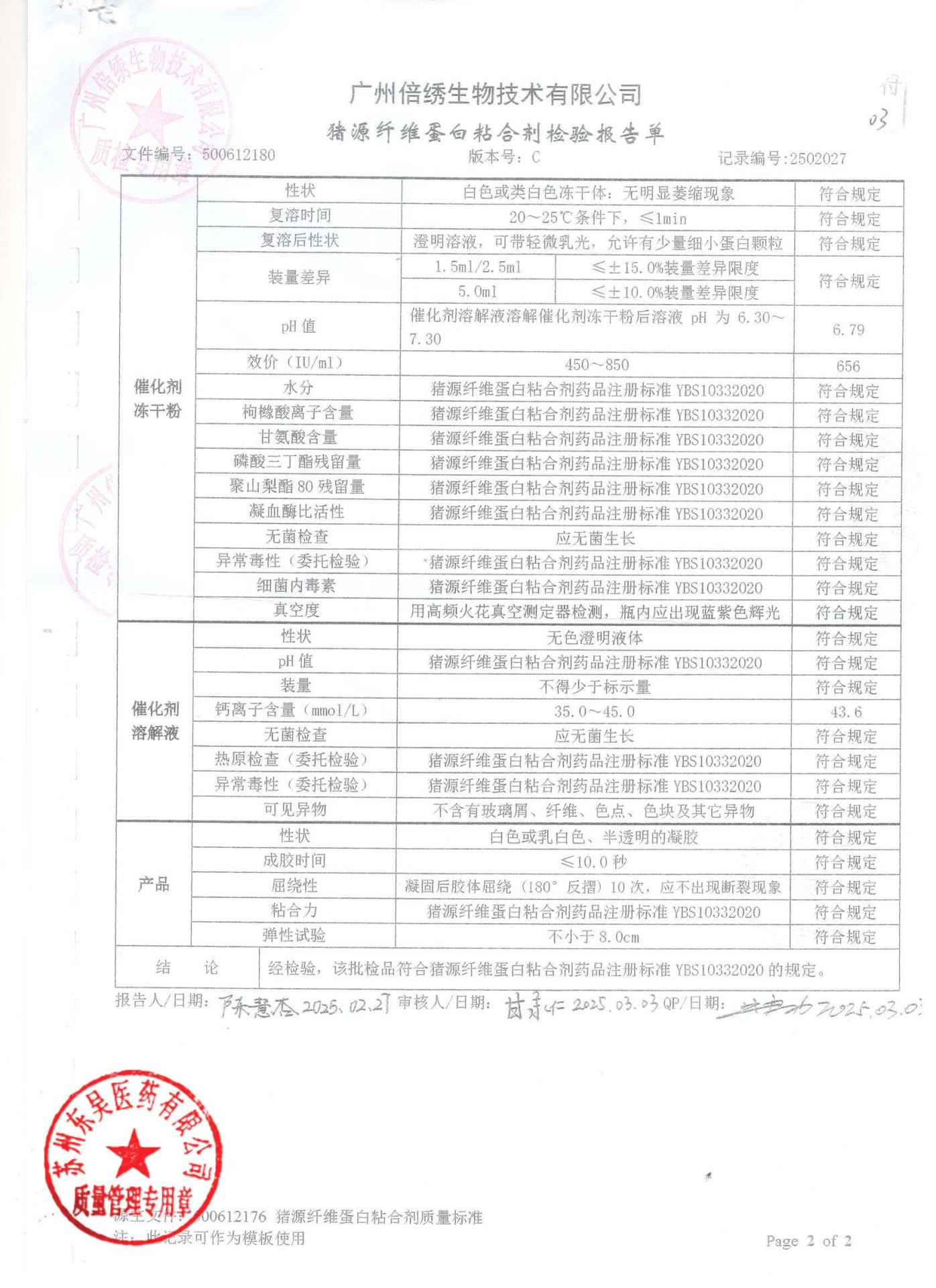 1231147A猪源纤维蛋白粘合剂2