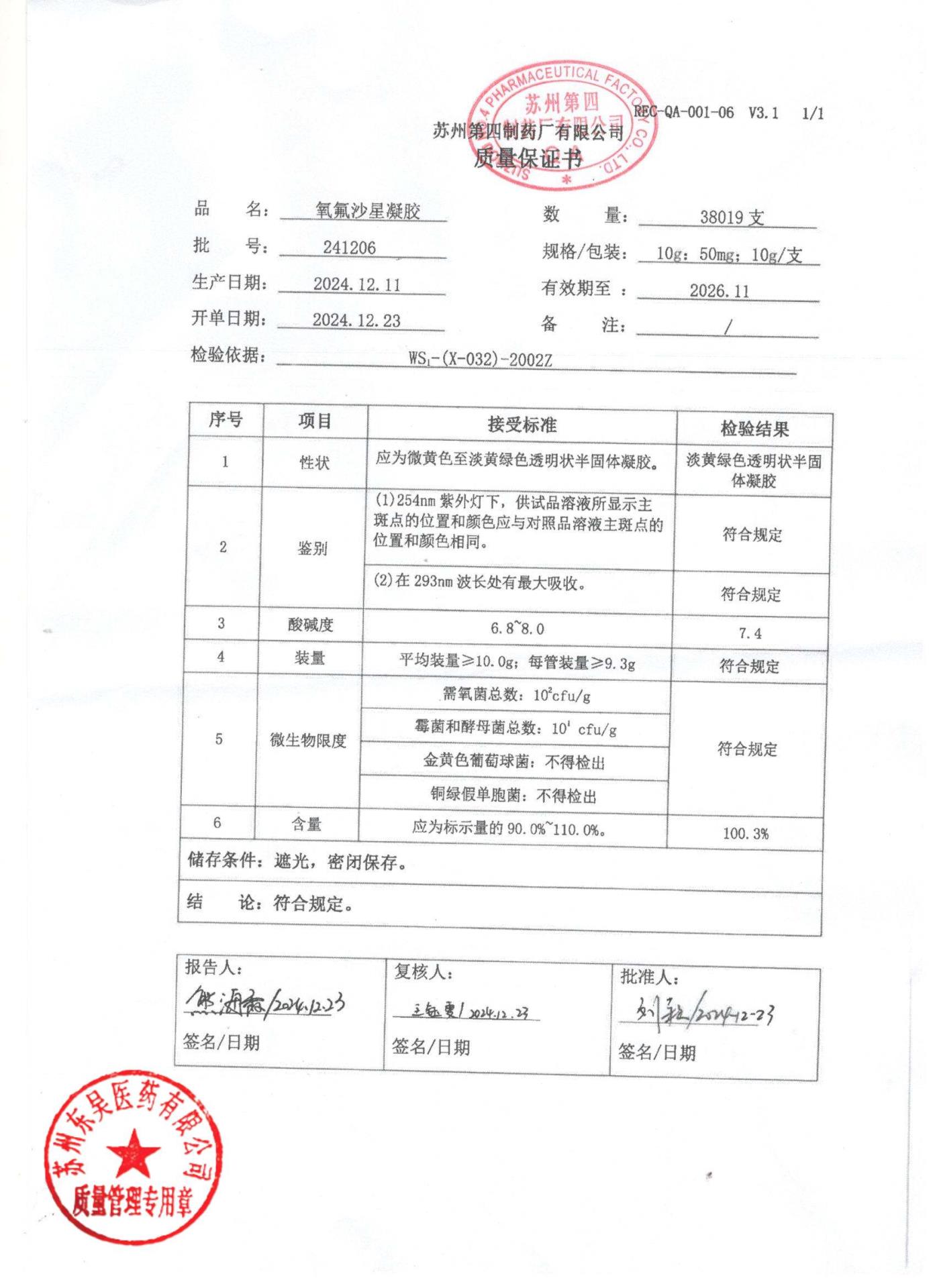 241206氧氟沙星凝胶