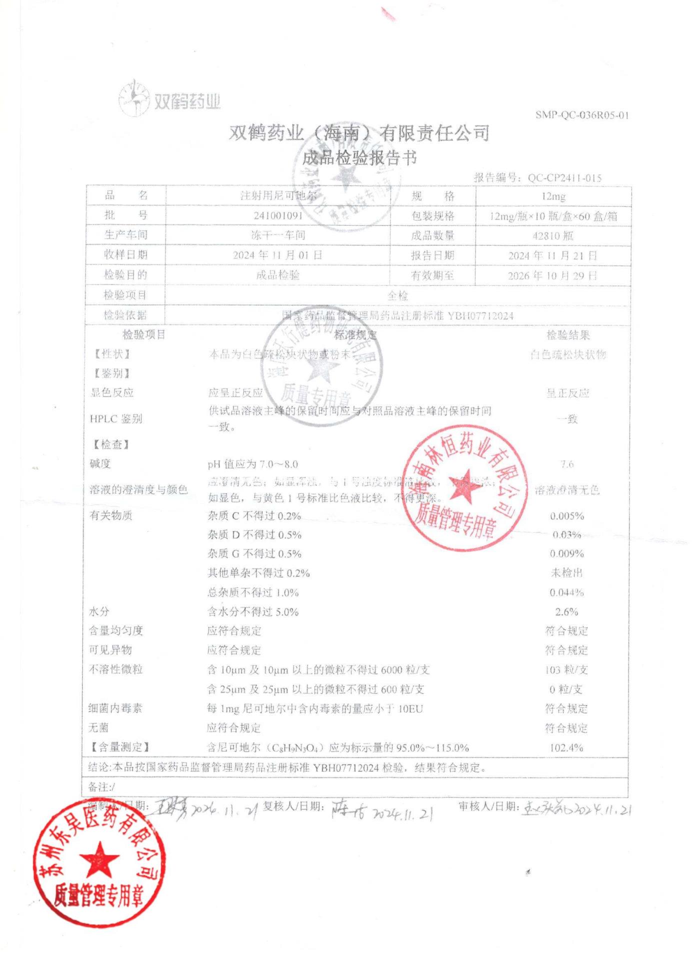 241001091注射用尼可地尔