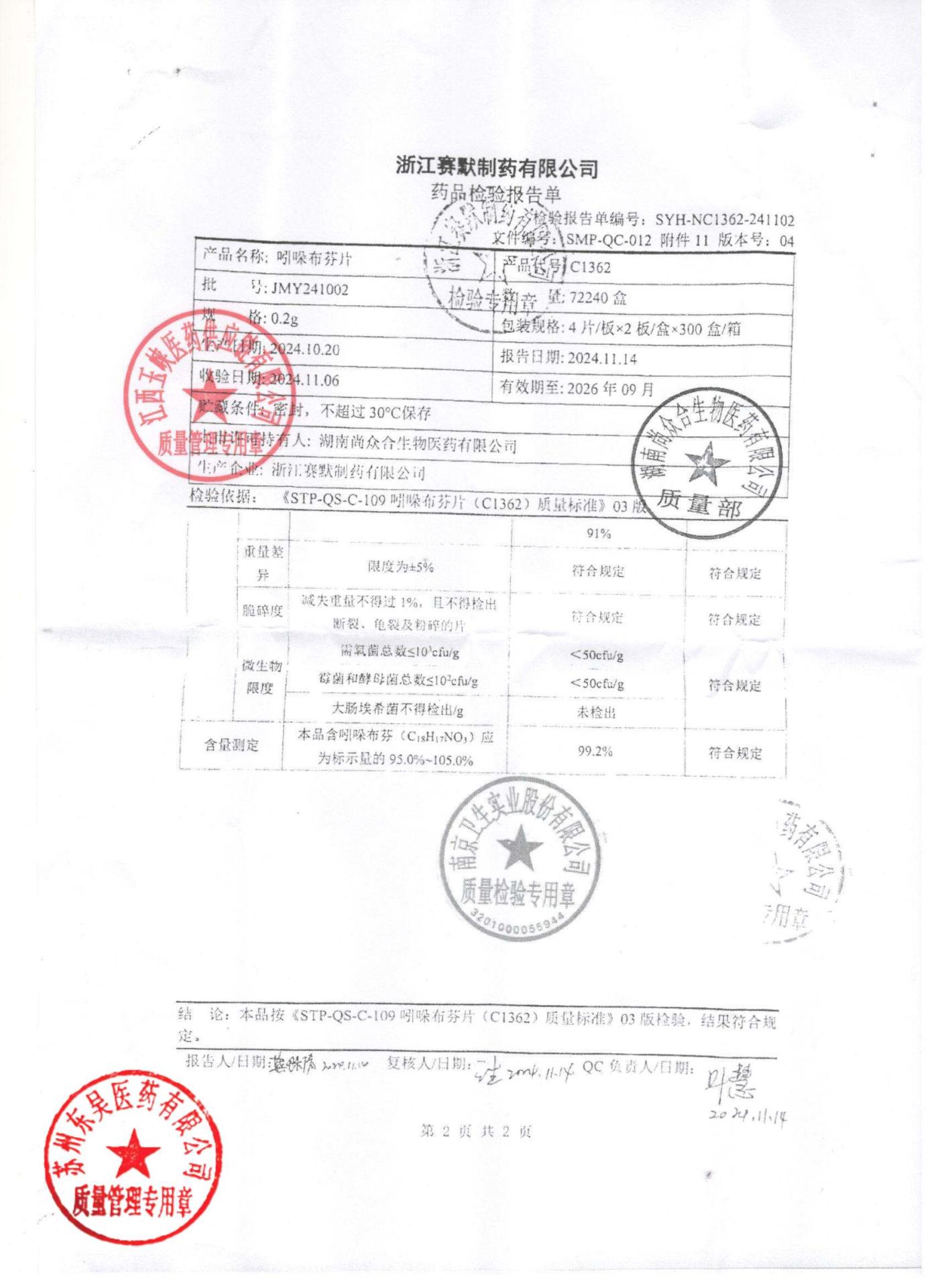 JMY241002吲哚布芬片2