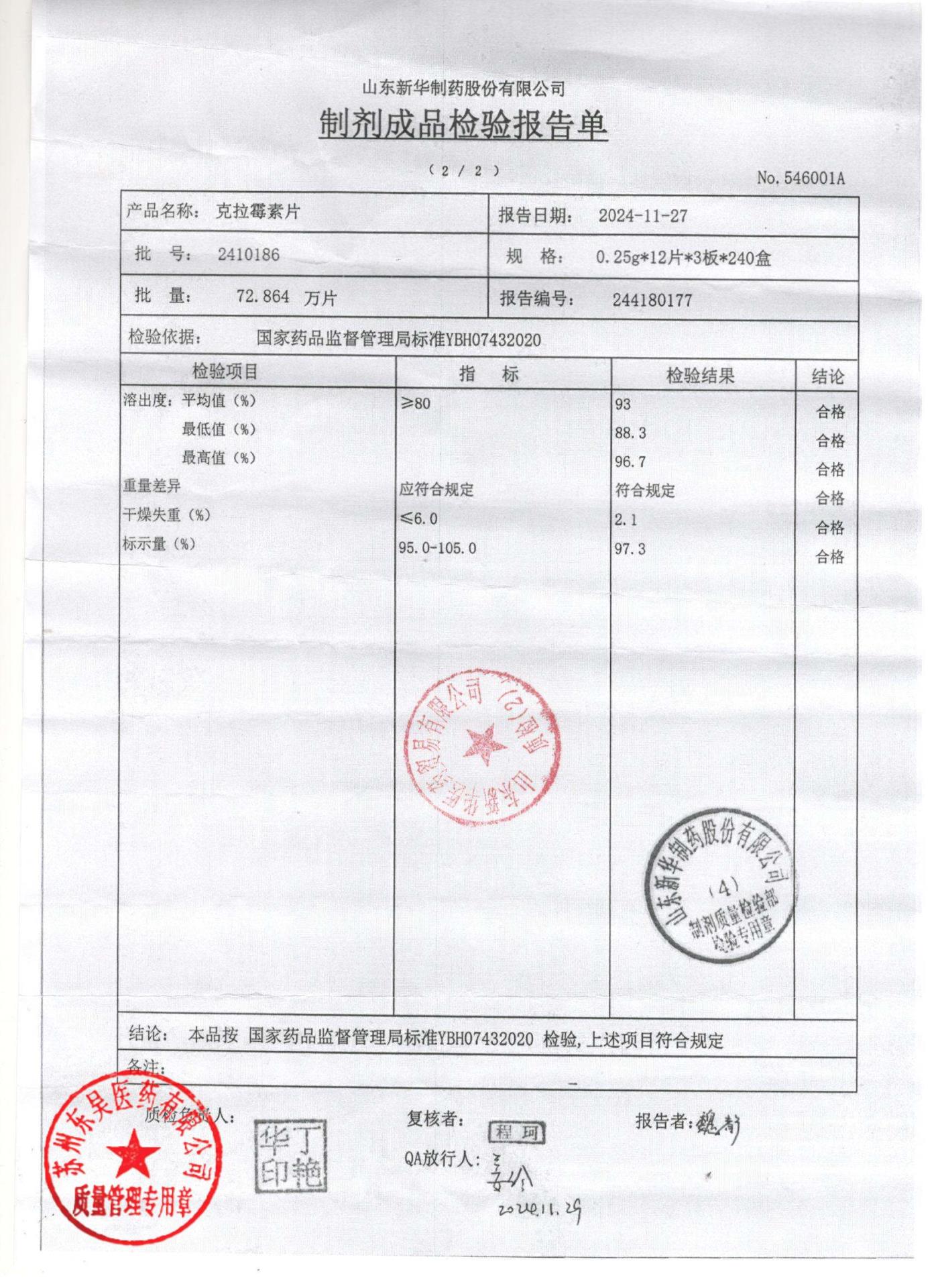 2410186克拉霉素片2