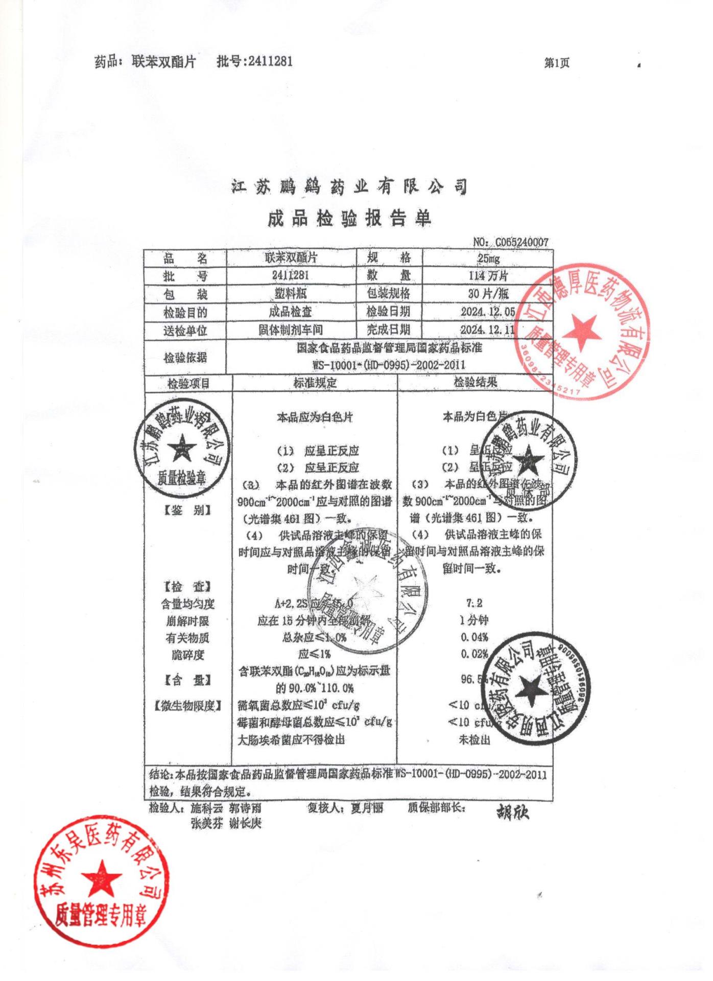 2411281联苯双酯片