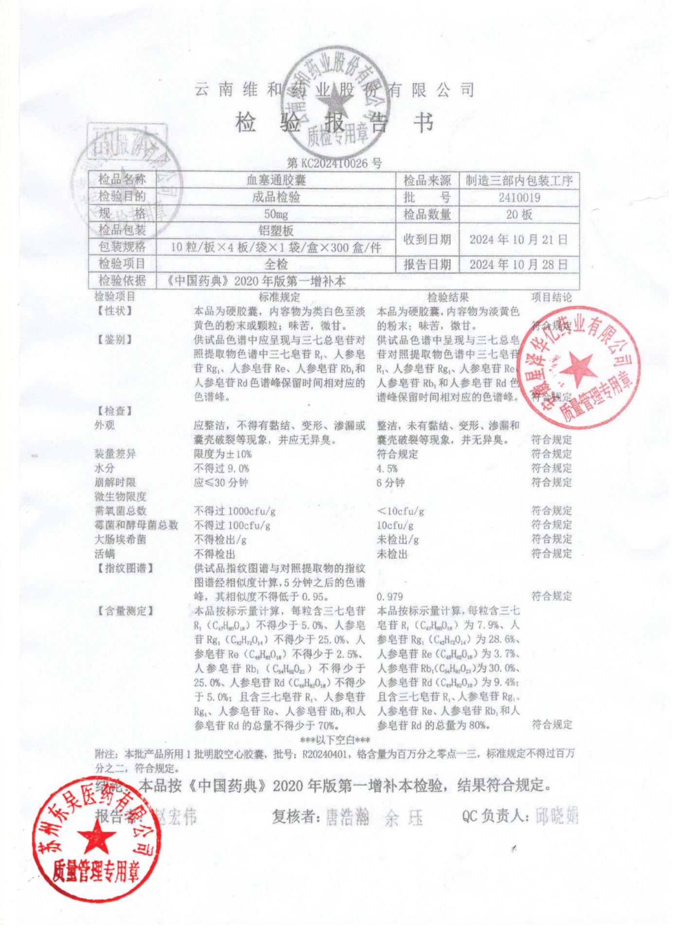 2410019血塞通胶囊