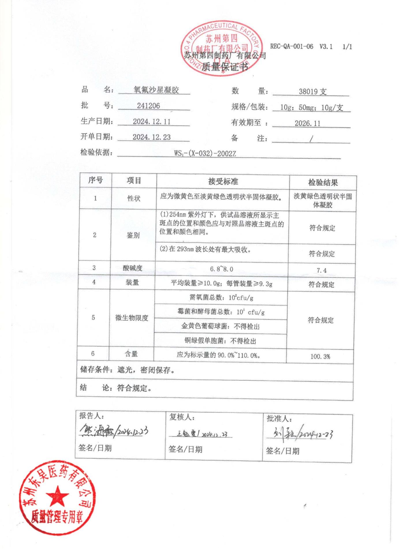 241206氧氟沙星凝胶