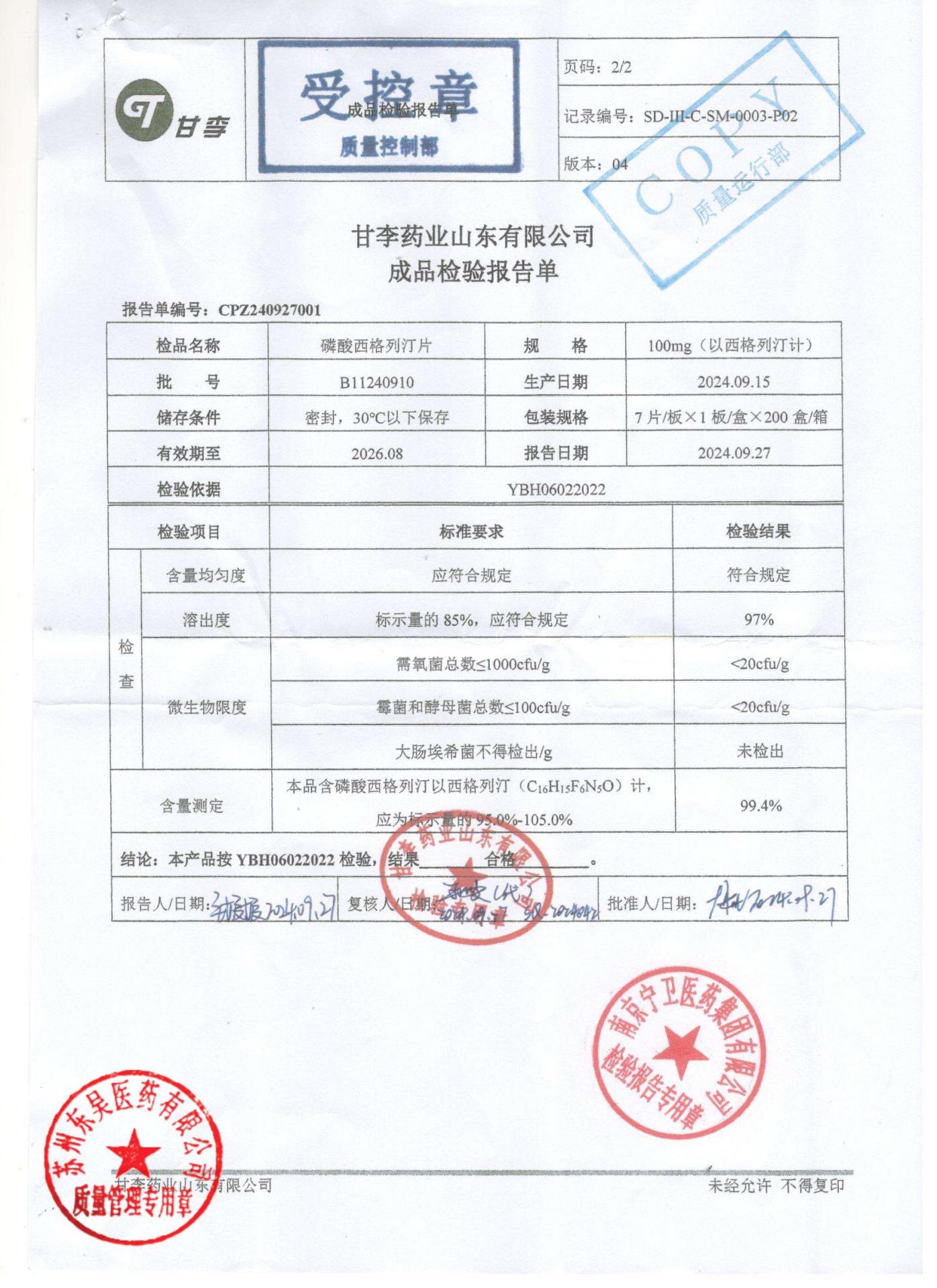 B11240910磷酸西格列汀片2