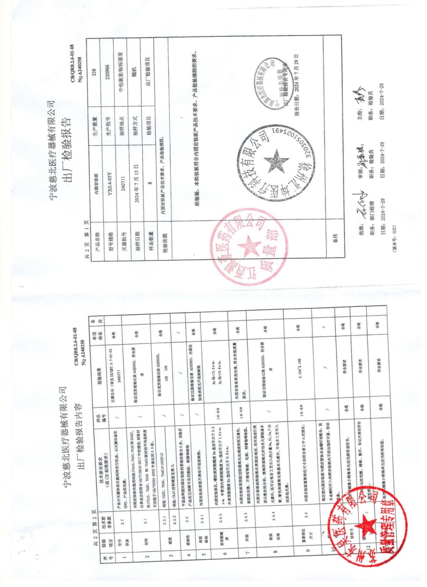 230966内固定钛板