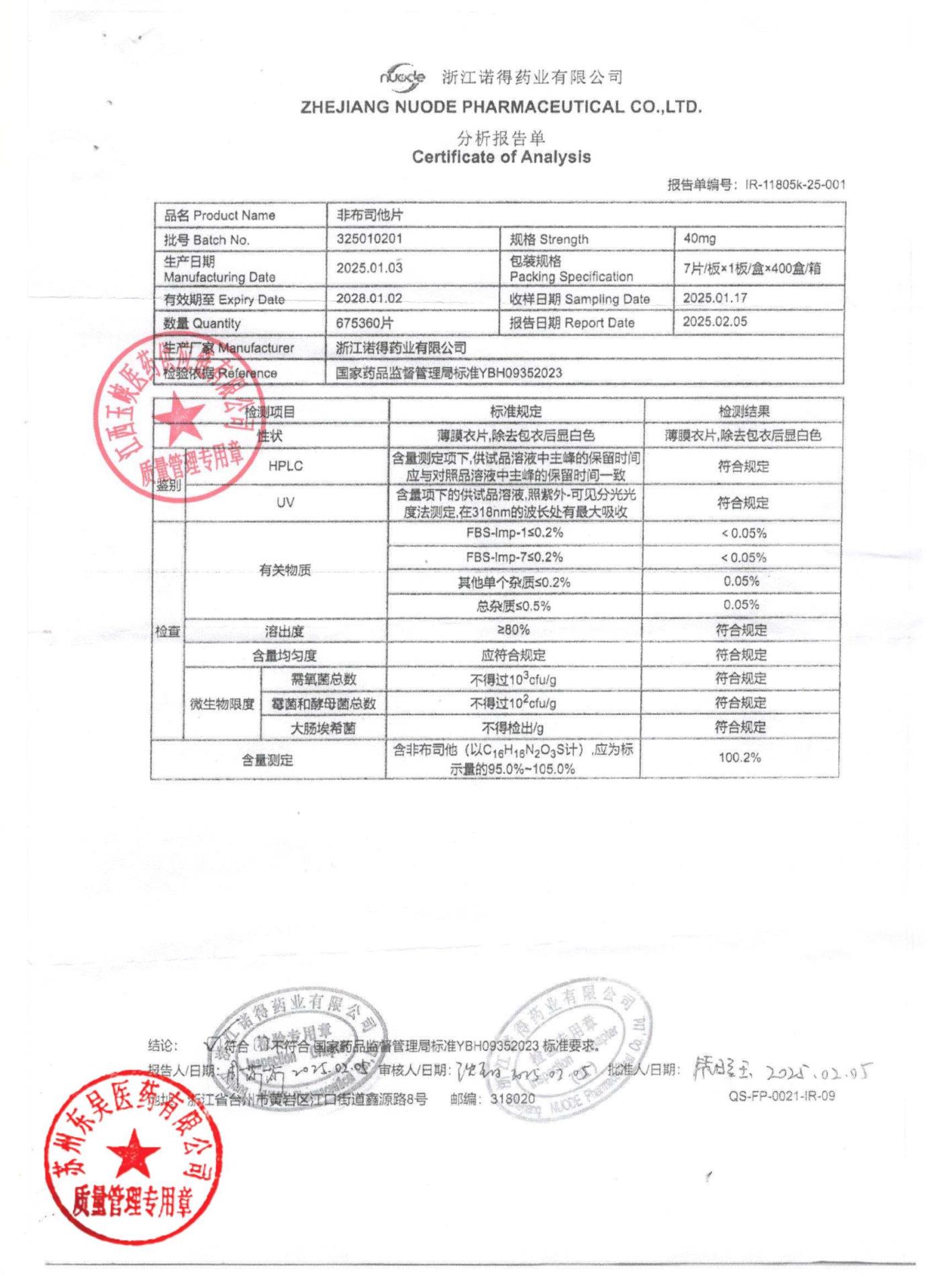 325010201非布司他片