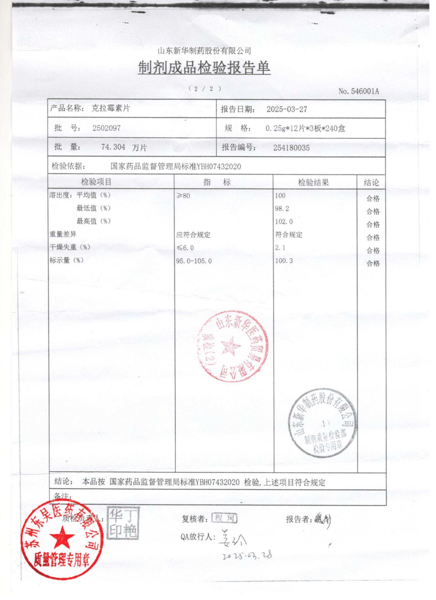 2502097克拉霉素片2