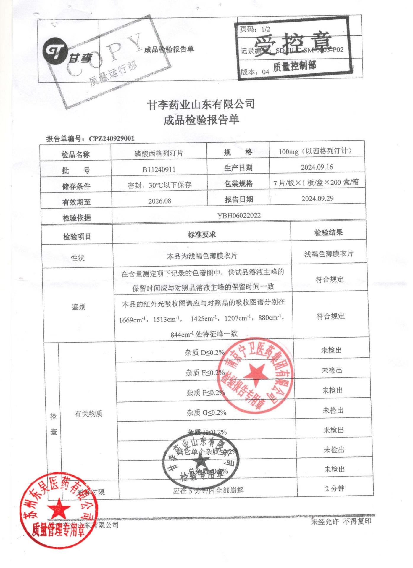 B11240911磷酸西格列汀片1