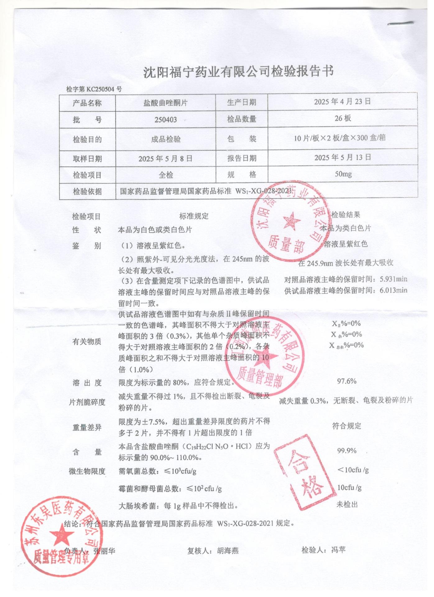 250403盐酸曲唑酮片