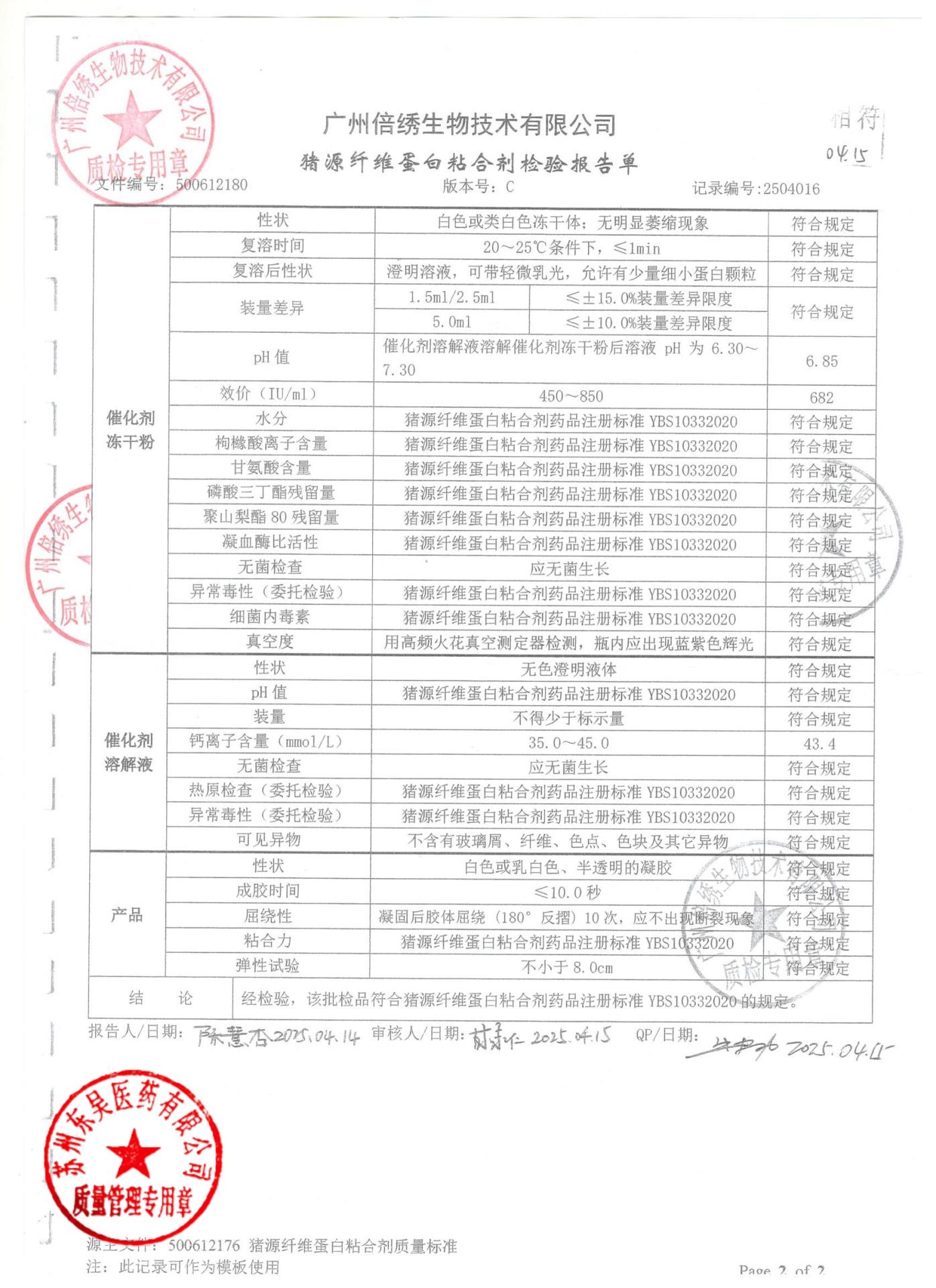1231253E猪源纤维蛋白粘合剂1