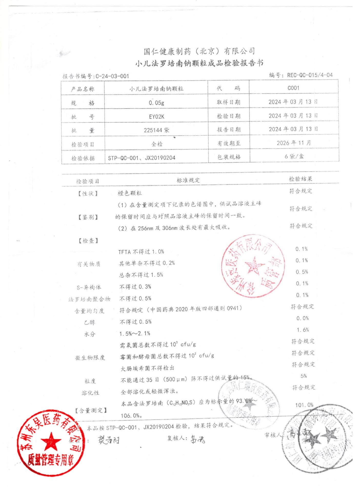 EY02K小儿法罗培南钠颗粒