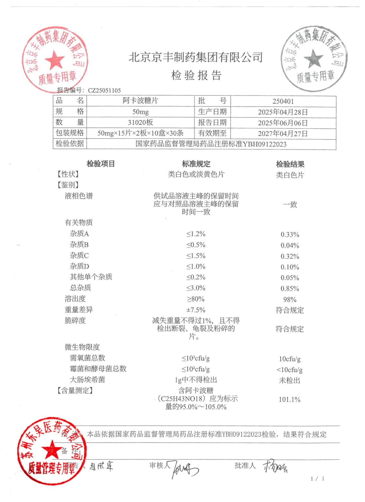 250401阿卡波糖片